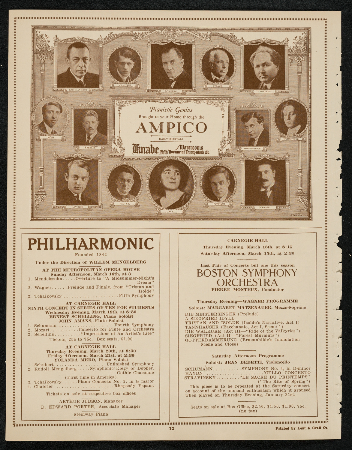 New York Philharmonic, March 9, 1924, program page 12