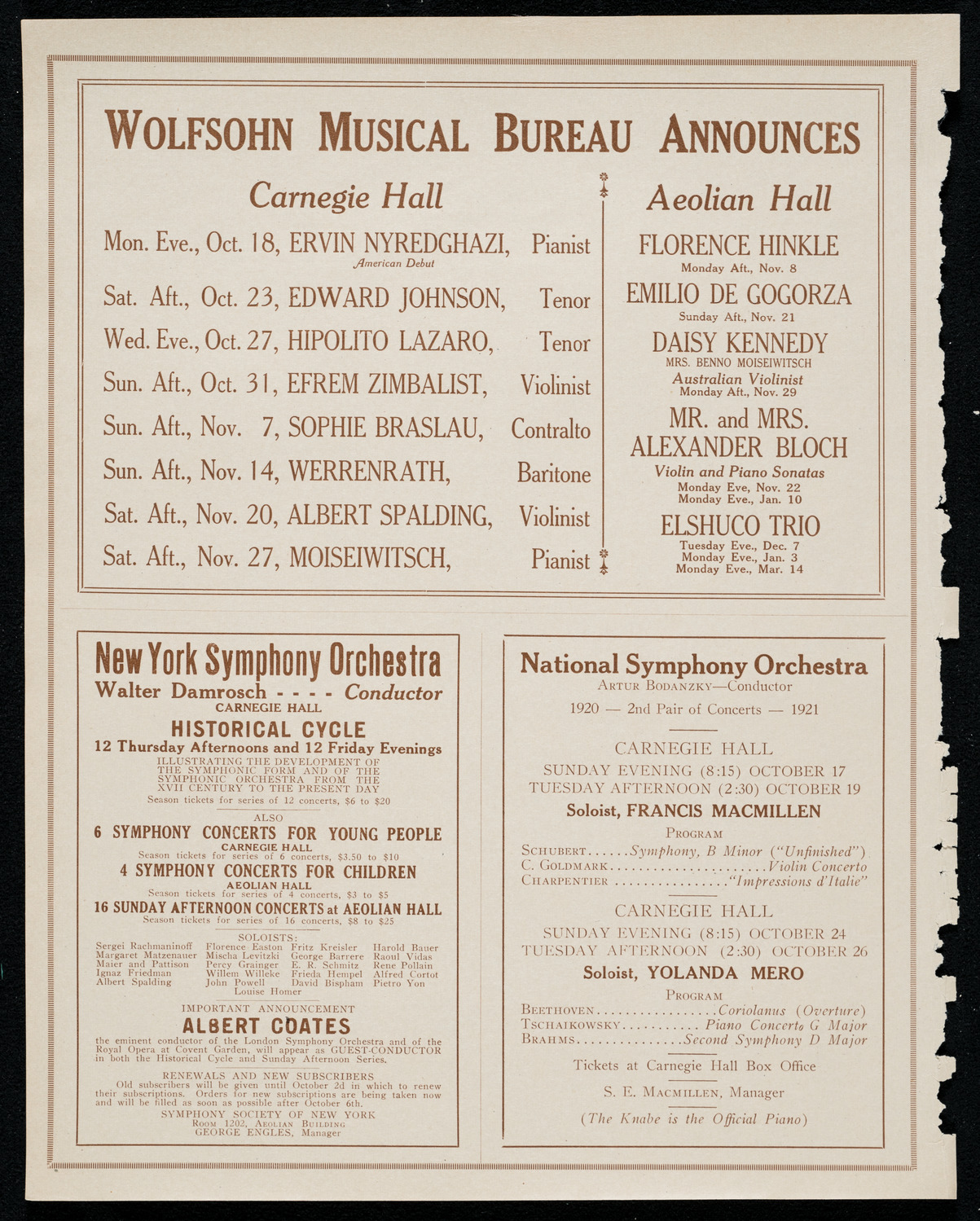 Leopold Godowsky, Piano, October 11, 1920, program page 8