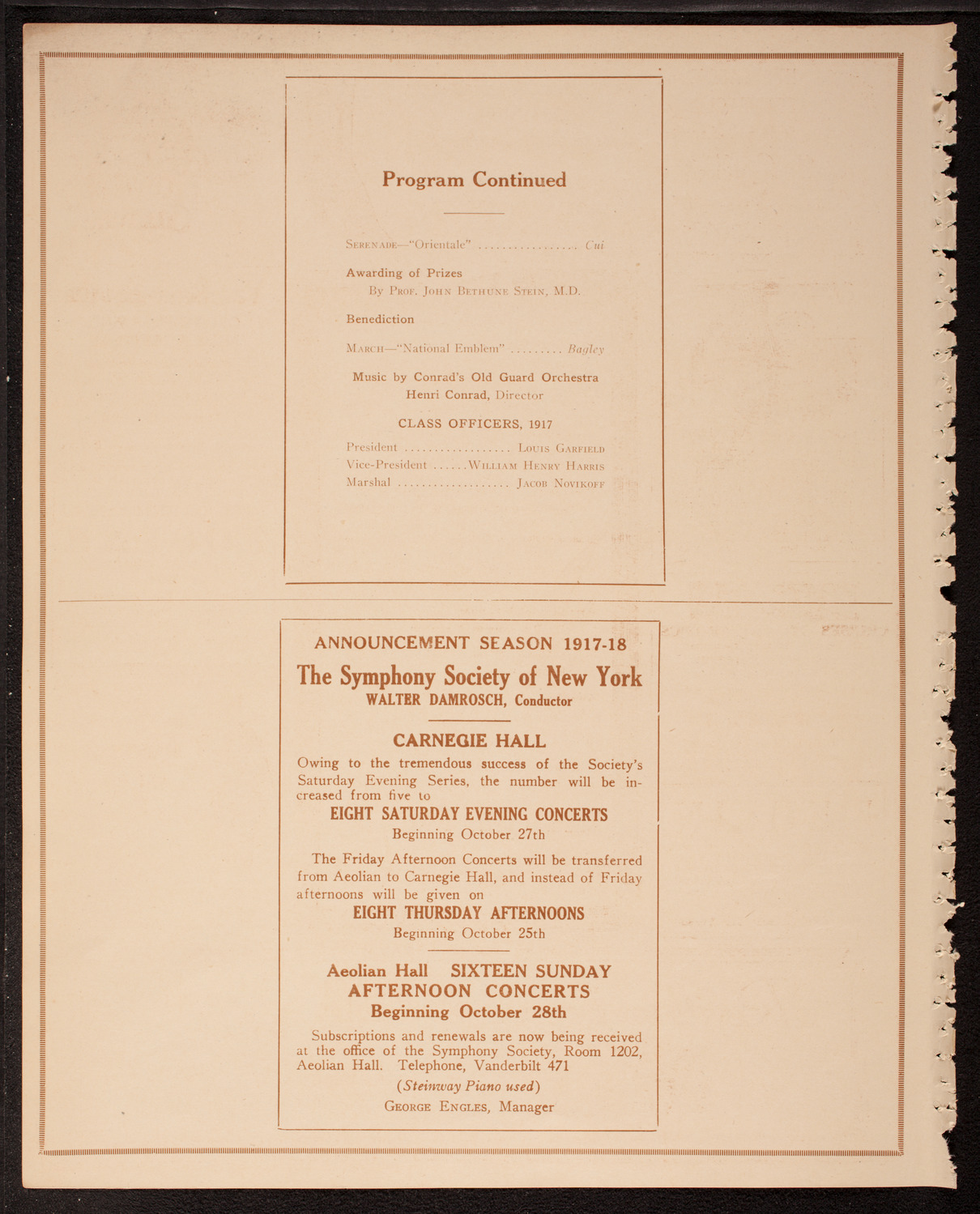 Graduation: New York College of Dentistry, June 11, 1917, program page 8