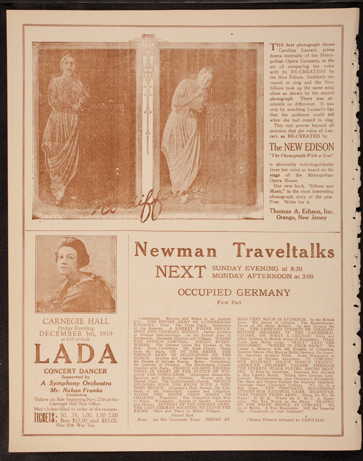 Nina Tarasova, Folk Singer, November 22, 1919, program page 2