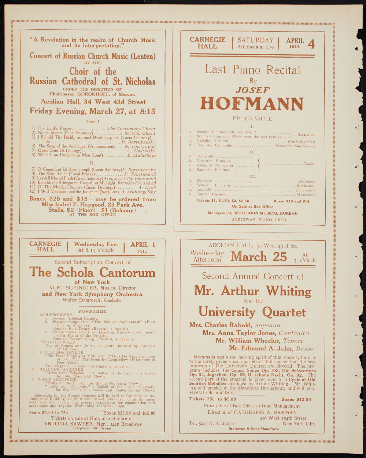 Boston Symphony Orchestra, March 21, 1914, program page 10
