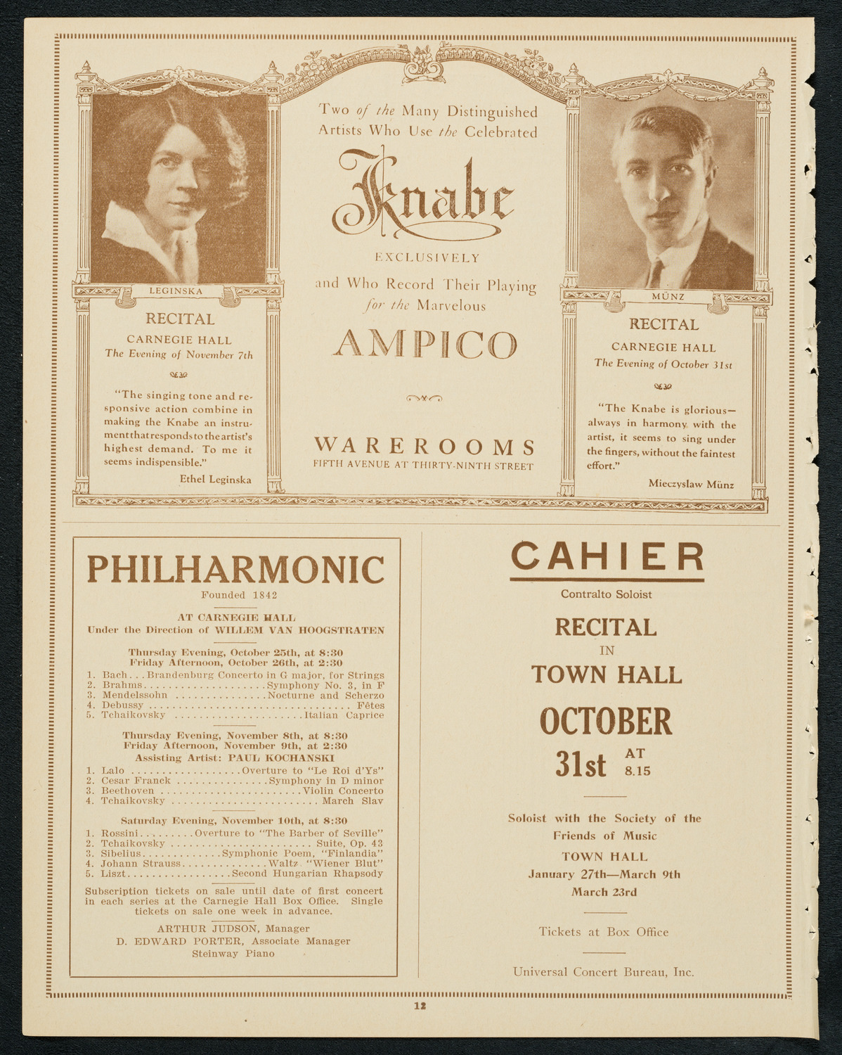 Philadelphia Orchestra, October 16, 1923, program page 12