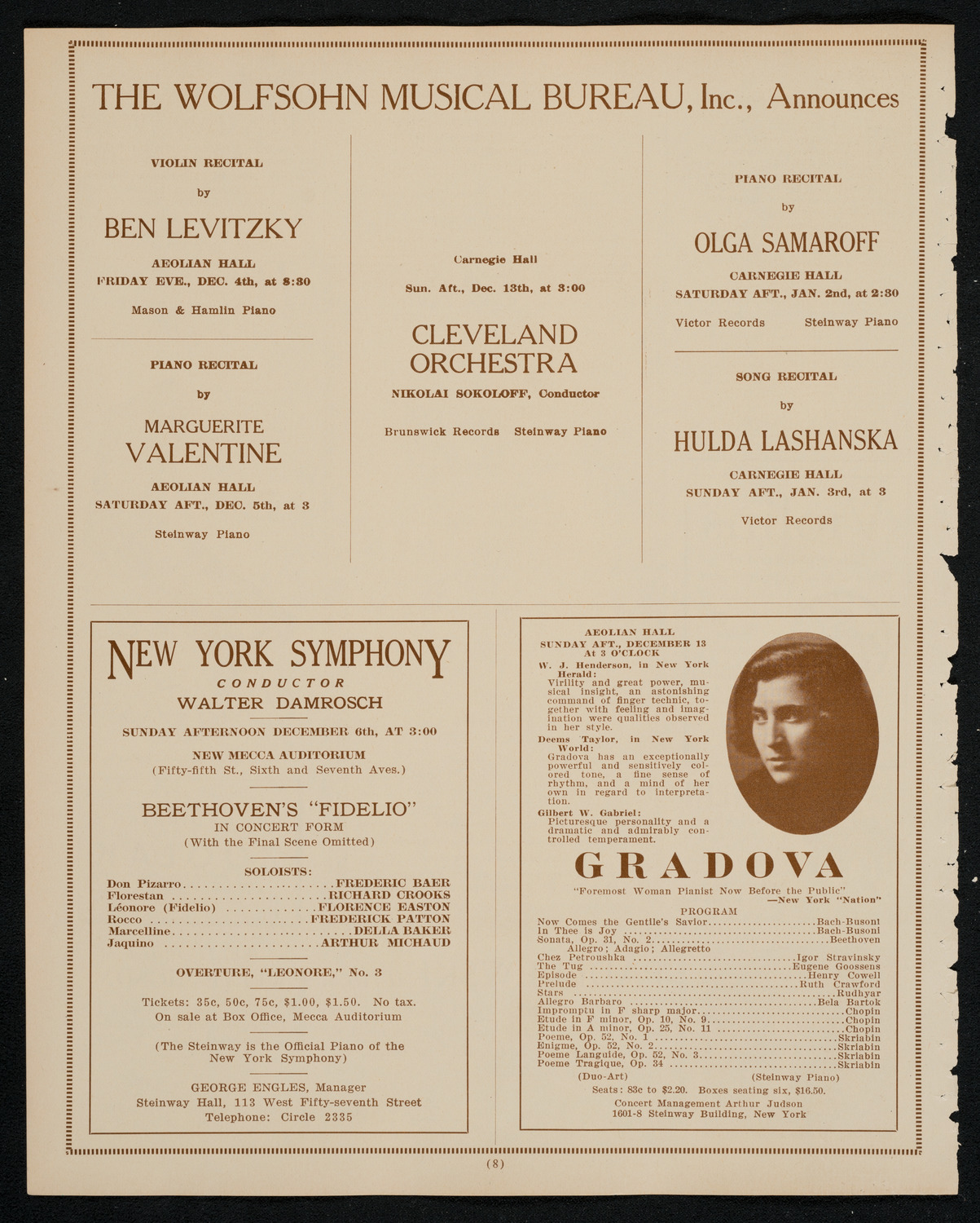 Philadelphia Orchestra, December 1, 1925, program page 8