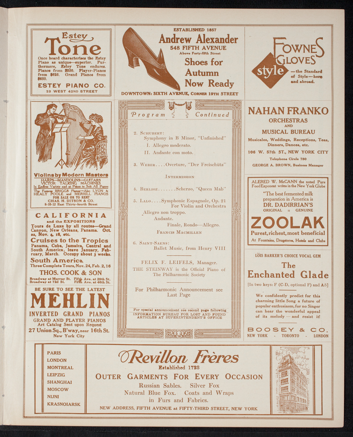 New York Philharmonic, December 5, 1915, program page 7