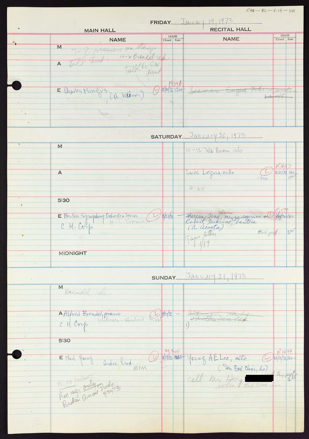 Carnegie Hall Booking Ledger, volume 18, page 41