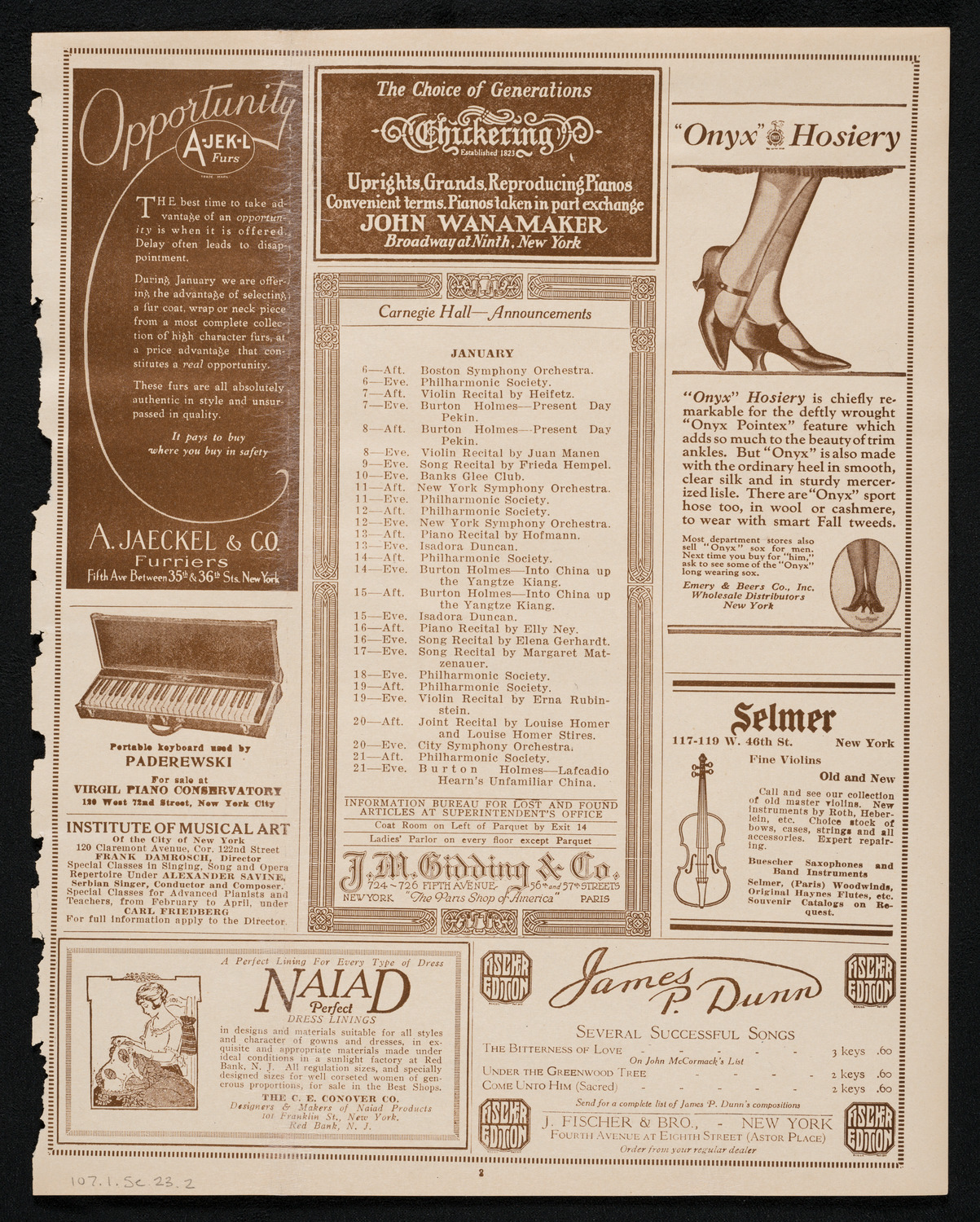 Maria Ivogun, Soprano, January 5, 1923, program page 3