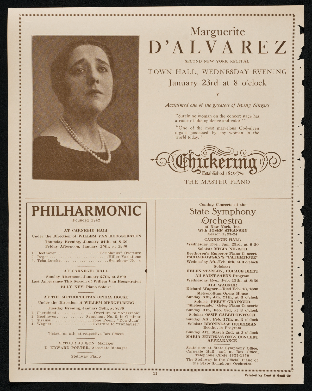 New York Philharmonic Students' Concert, January 21, 1924, program page 12