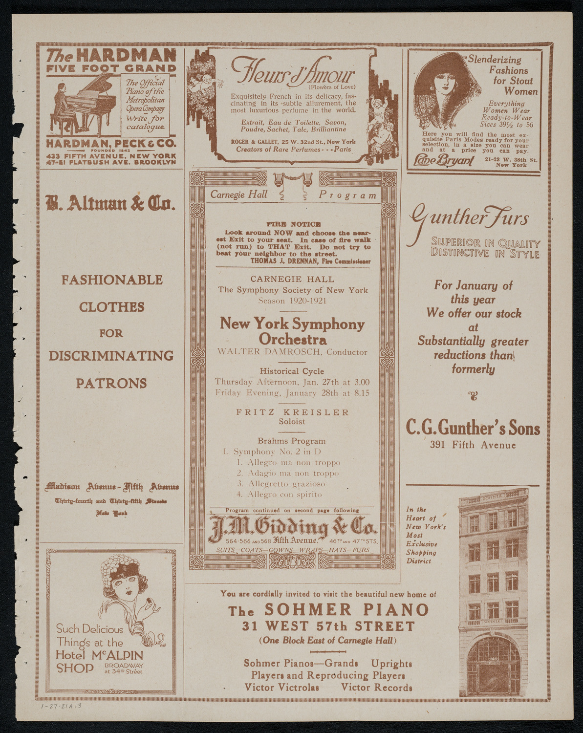 New York Symphony Orchestra, January 27, 1921, program page 5