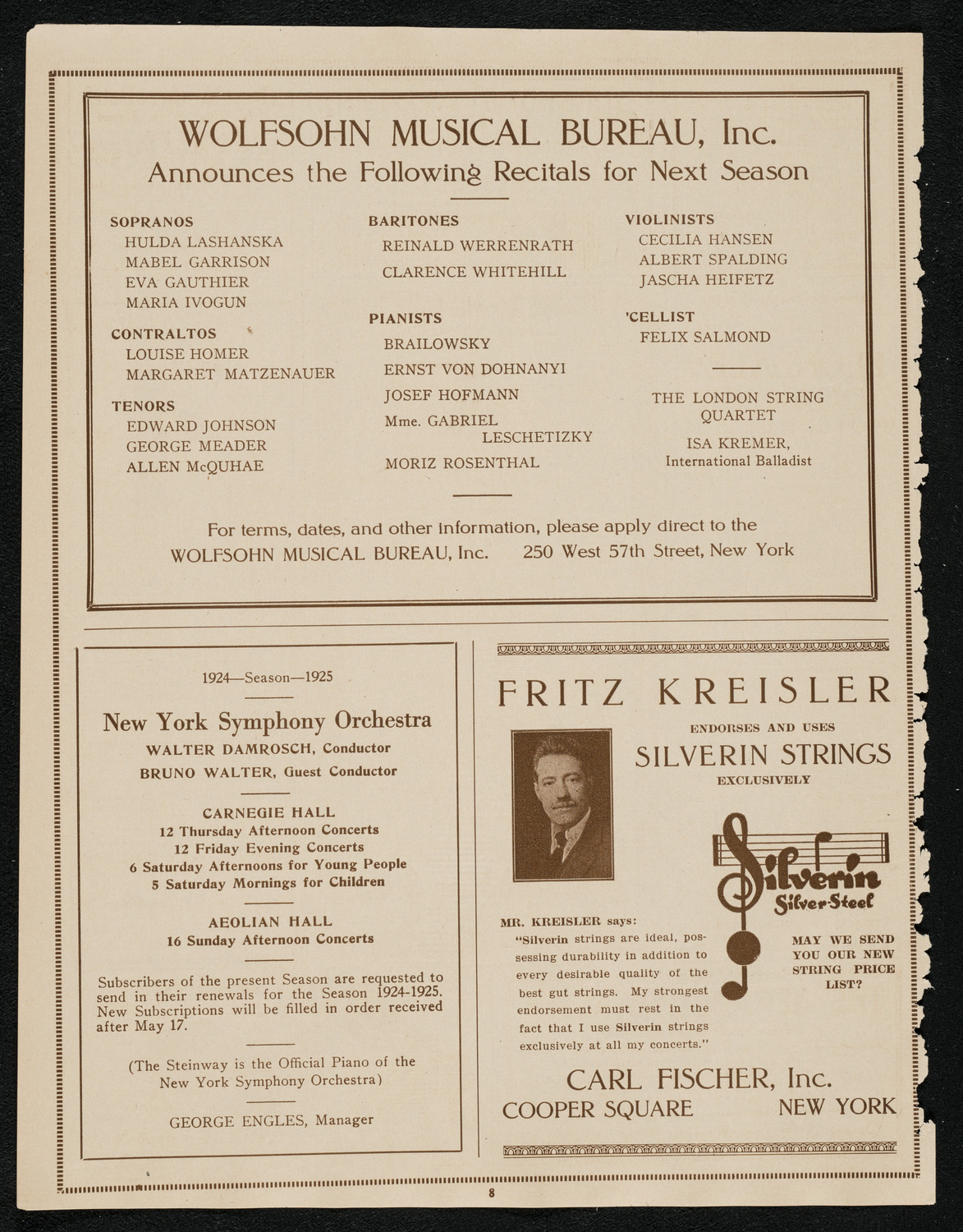 Grand Opera Evening in Honor of the Democratic Convention Women Guests, June 23, 1924, program page 8