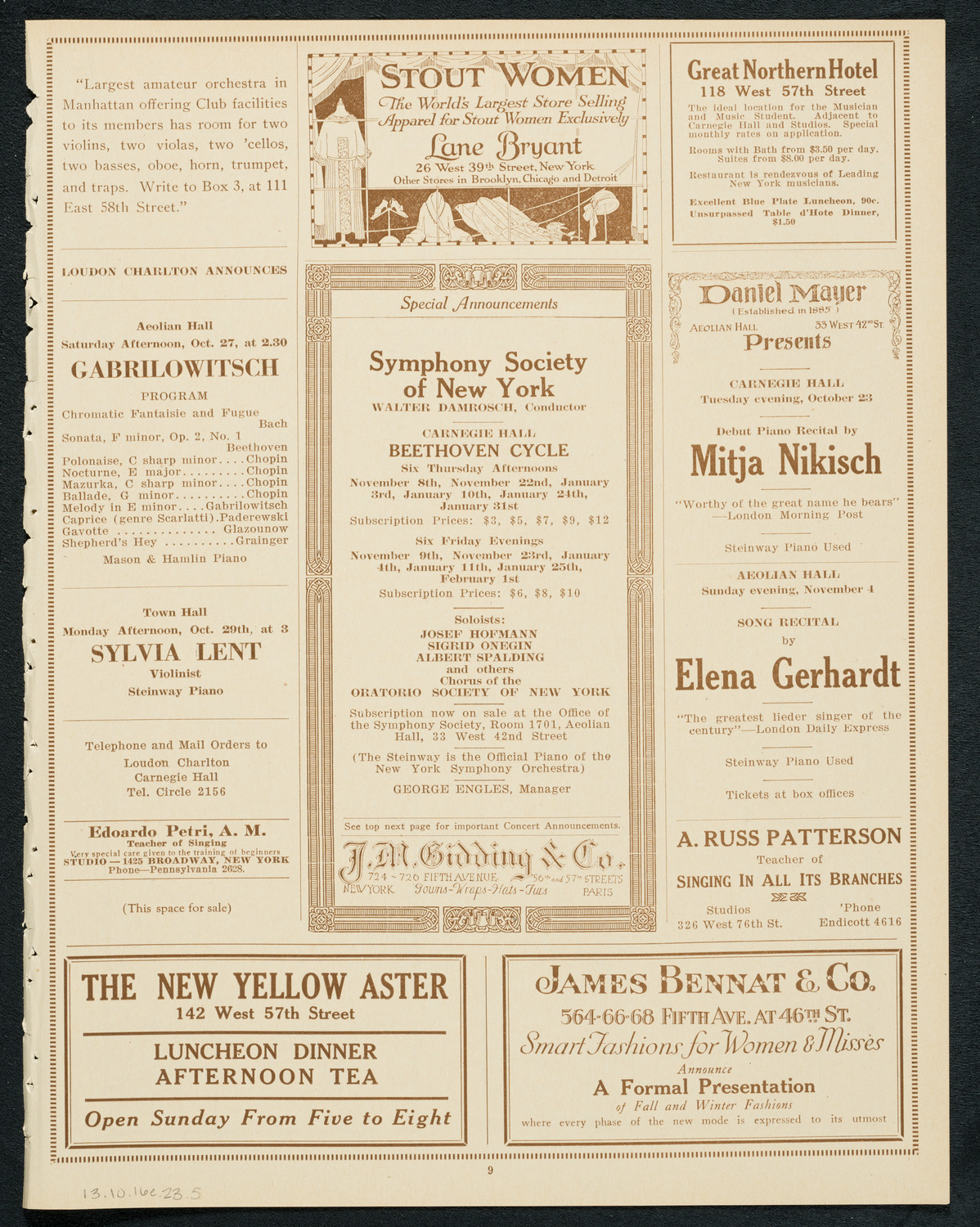 Philadelphia Orchestra, October 16, 1923, program page 9