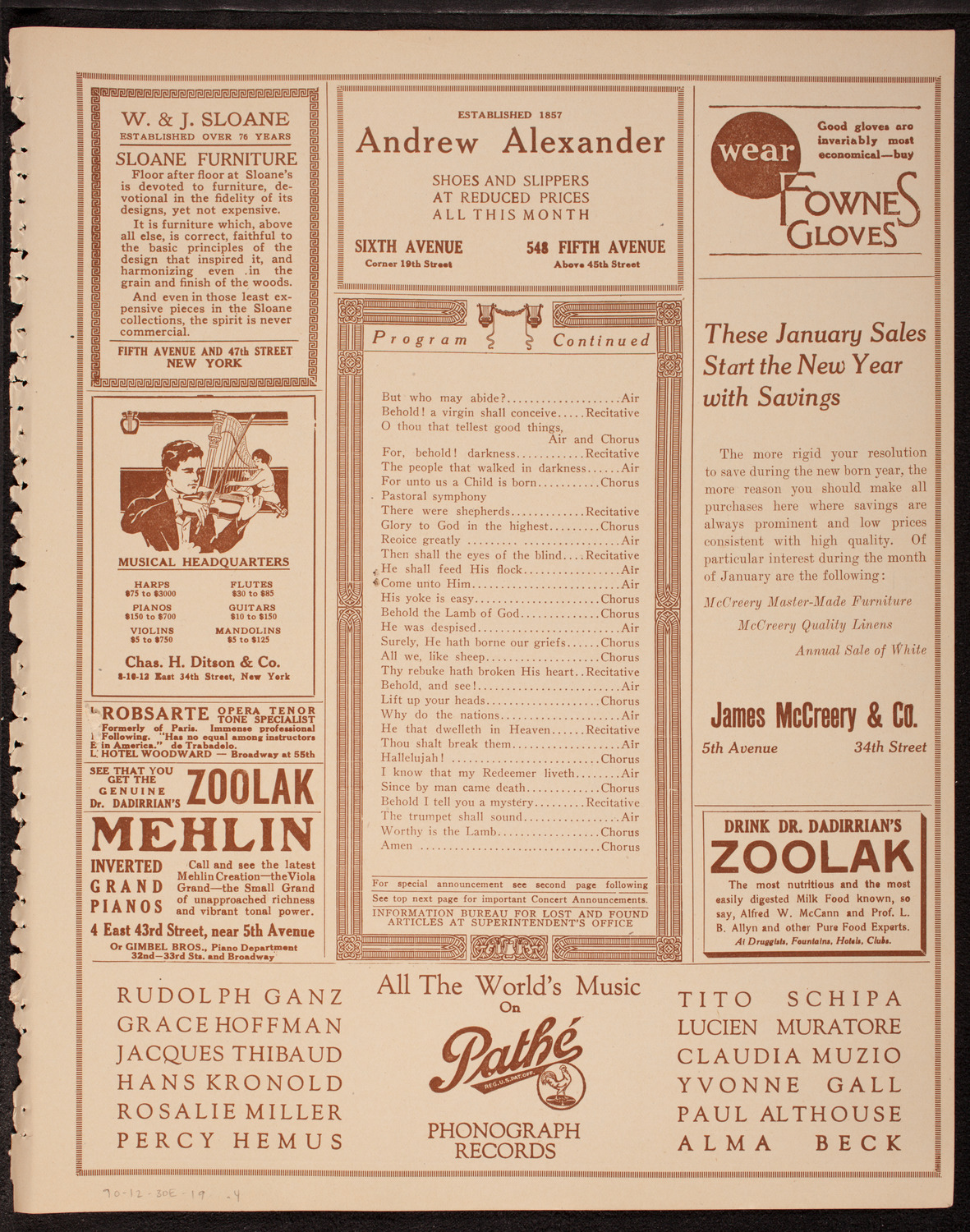Oratorio Society of New York, December 30, 1919, program page 7