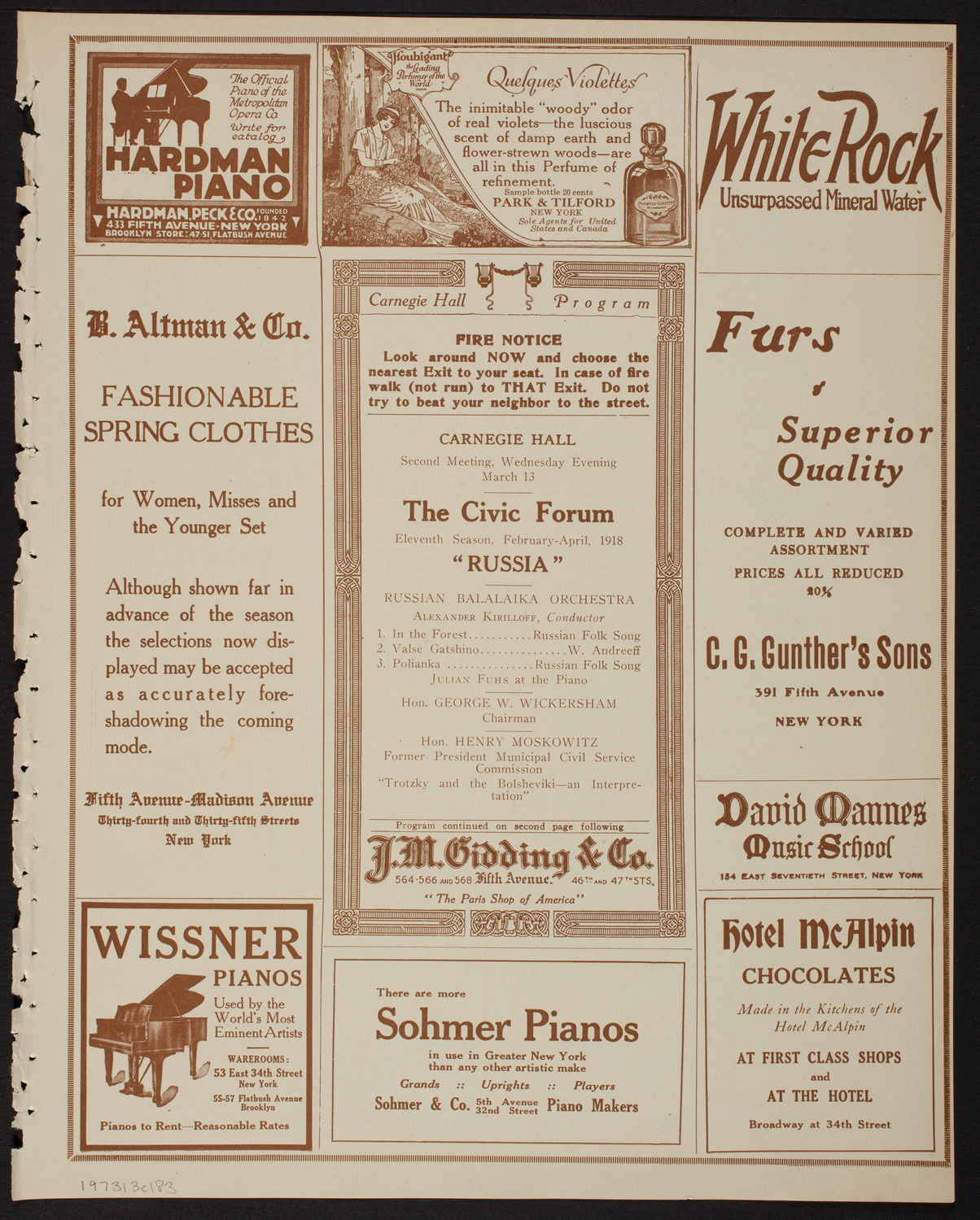 The Civic Forum, March 13, 1918, program page 5