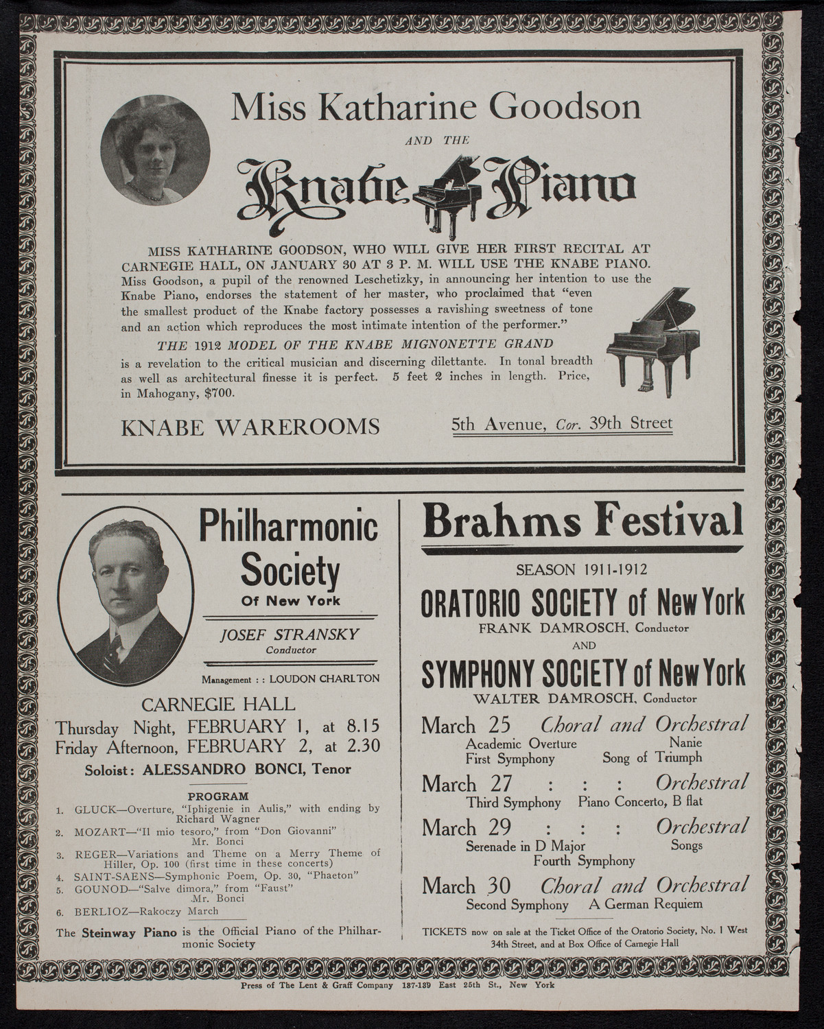 Josef Hofmann, Piano, January 27, 1912, program page 12