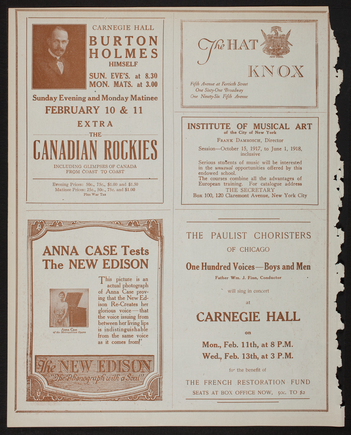 Giuseppe De Luca, Baritone, February 10, 1918, program page 2