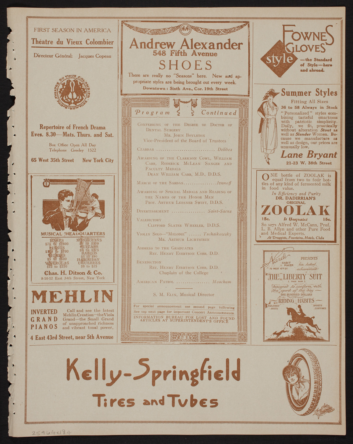 Graduation: College of Dental and Oral Surgery of New York, June 4, 1918, program page 7