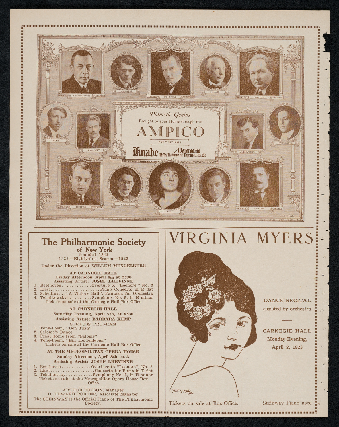 Jascha Heifetz, Violin, April 1, 1923, program page 12
