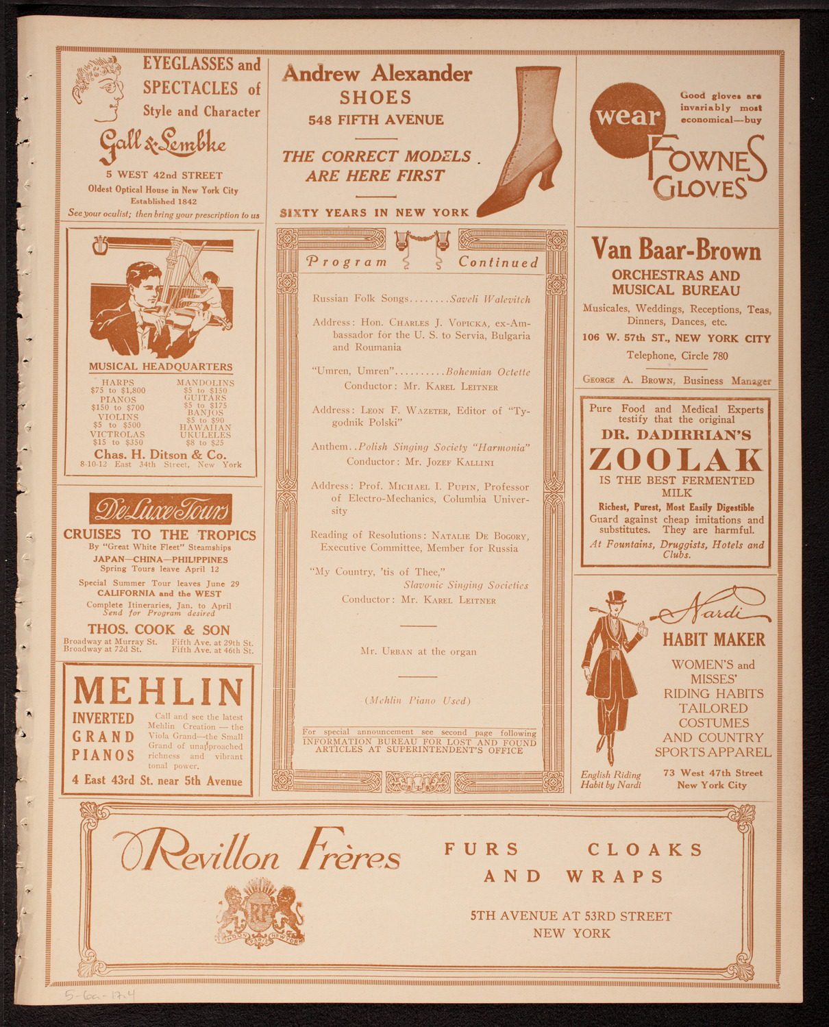 Meeting: Slavonic Press Association, May 6, 1917, program page 7
