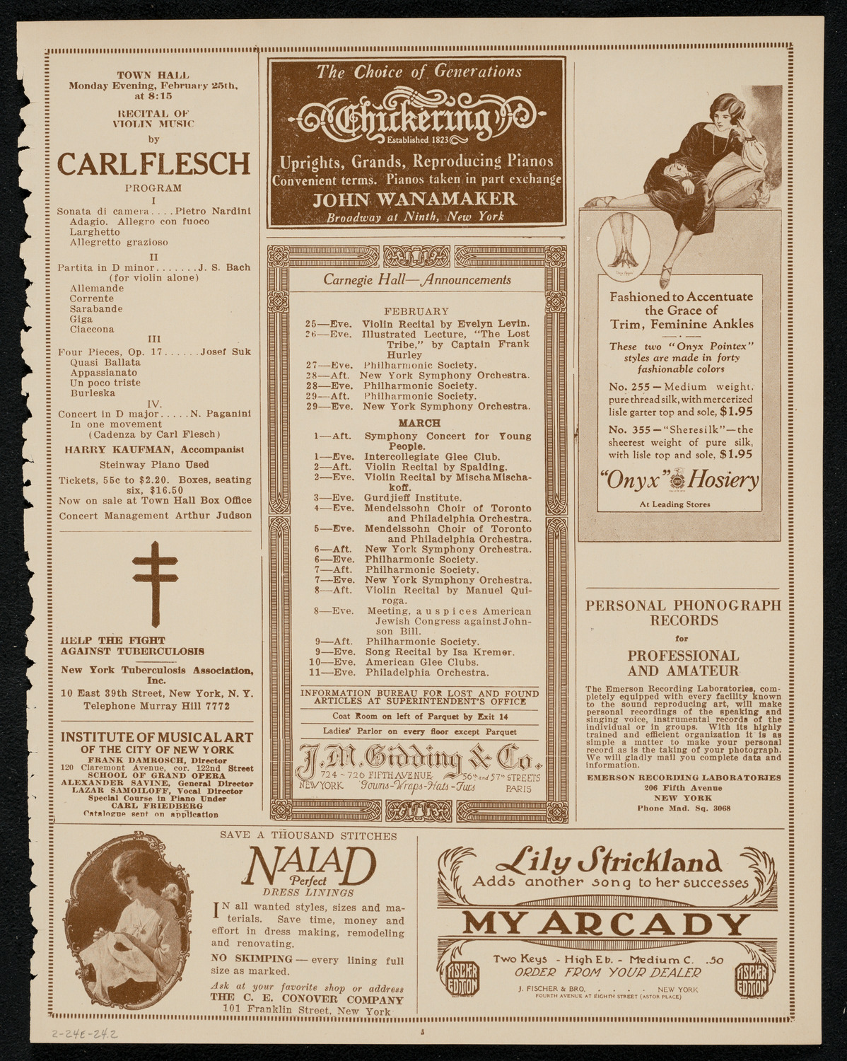 Benefit: Odd Fellows Home, February 24, 1924, program page 3