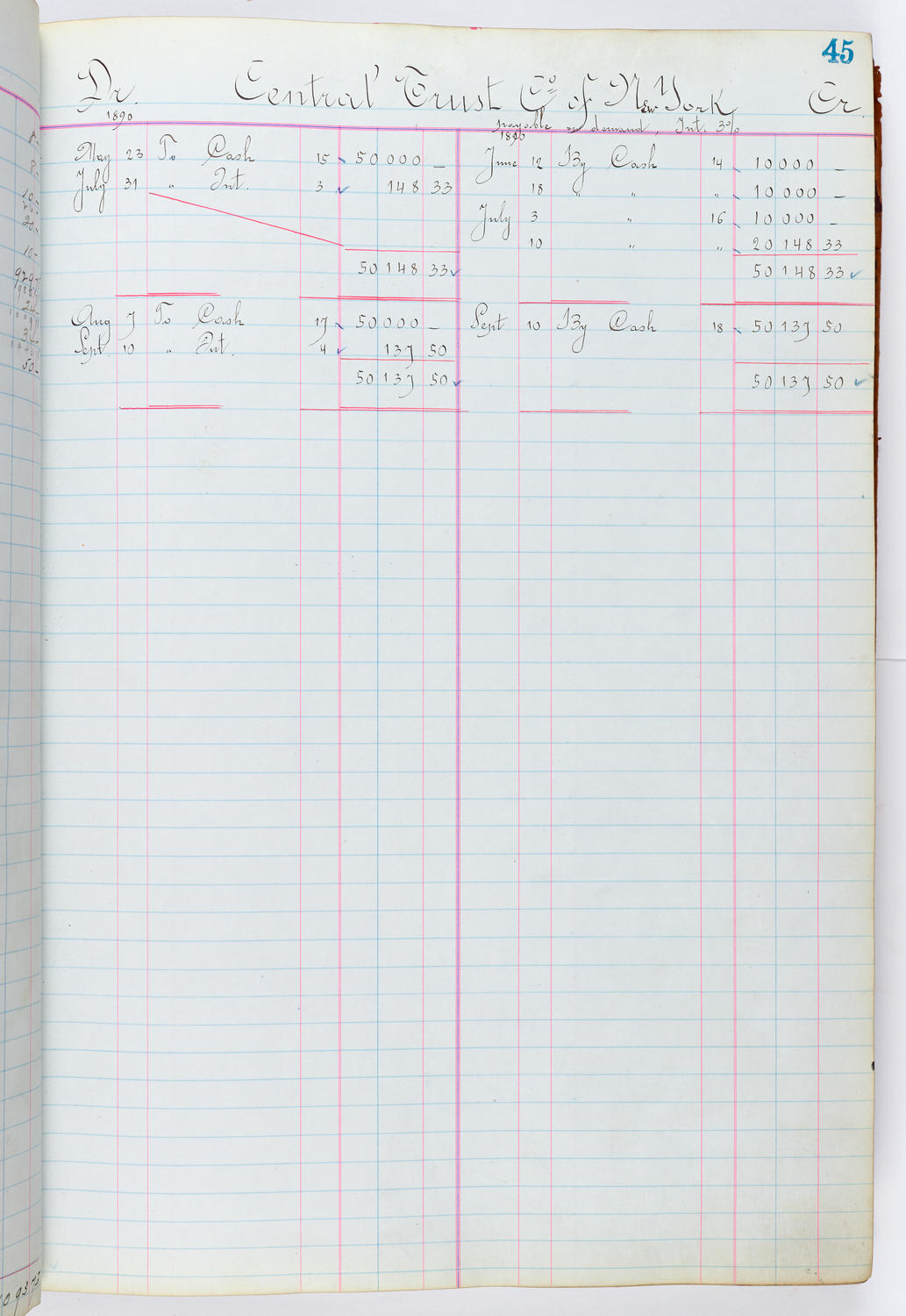 Music Hall Accounting Ledger, volume 1, page 45