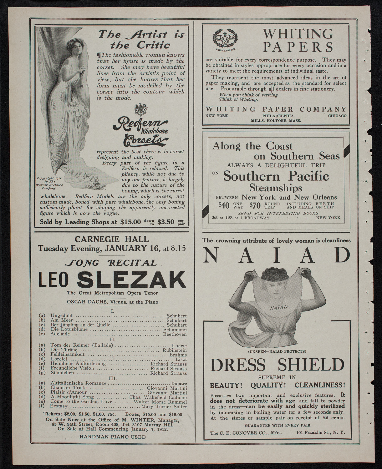 New York Philharmonic, December 29, 1911, program page 2