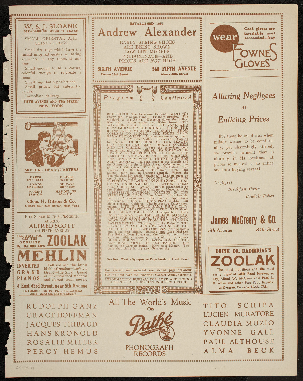 Burton Holmes Travelogue: Allies on the Rhine, February 2, 1920, program page 7