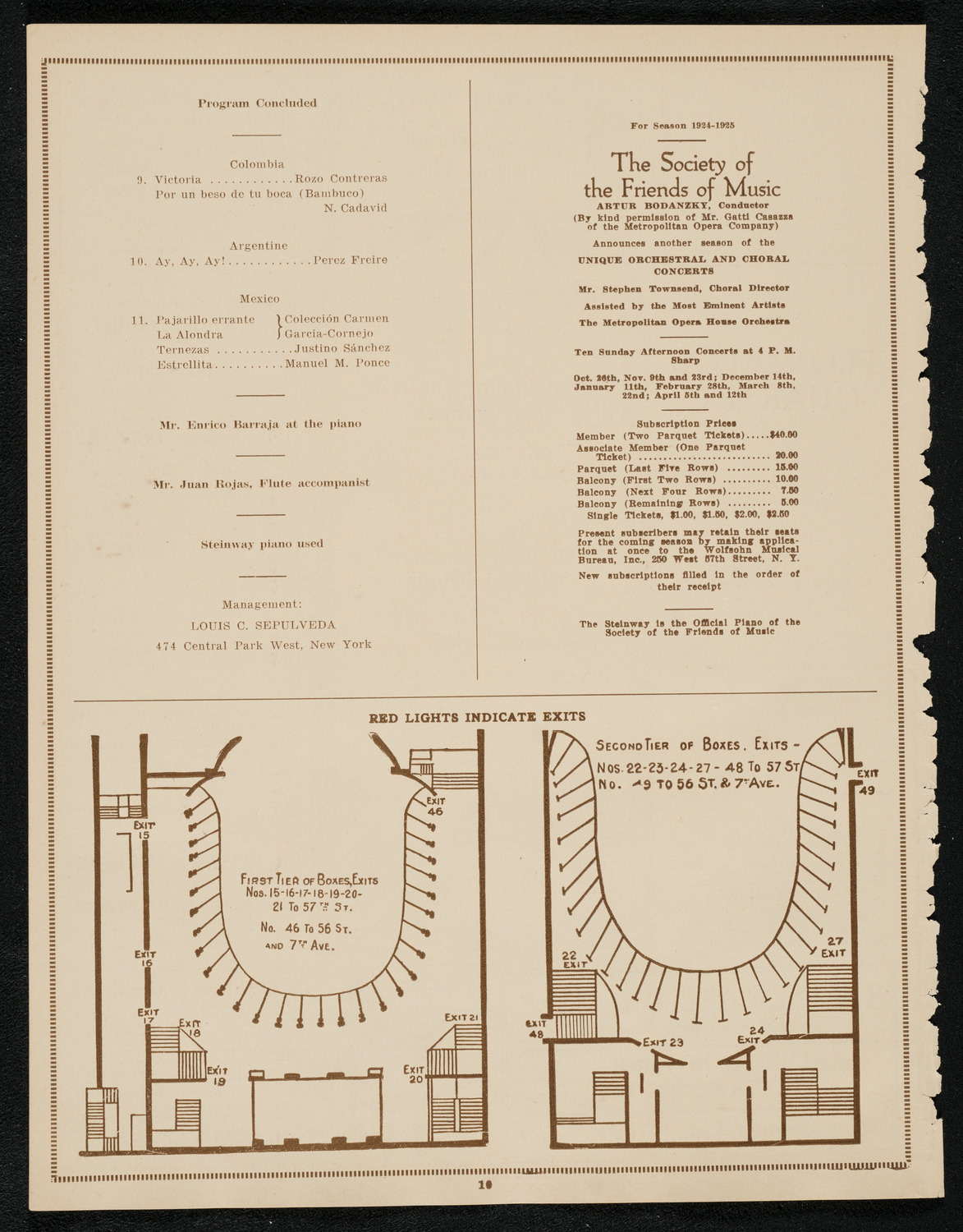 Carmen Garcia-Cornejo, Soprano, June 1, 1924, program page 10