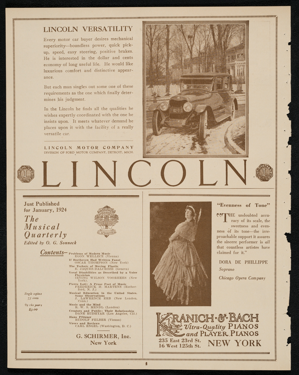 Ina Bourskaya, Elly Ney, Bronislaw Huberman, and Joseph Schwarz, January 12, 1924, program page 6