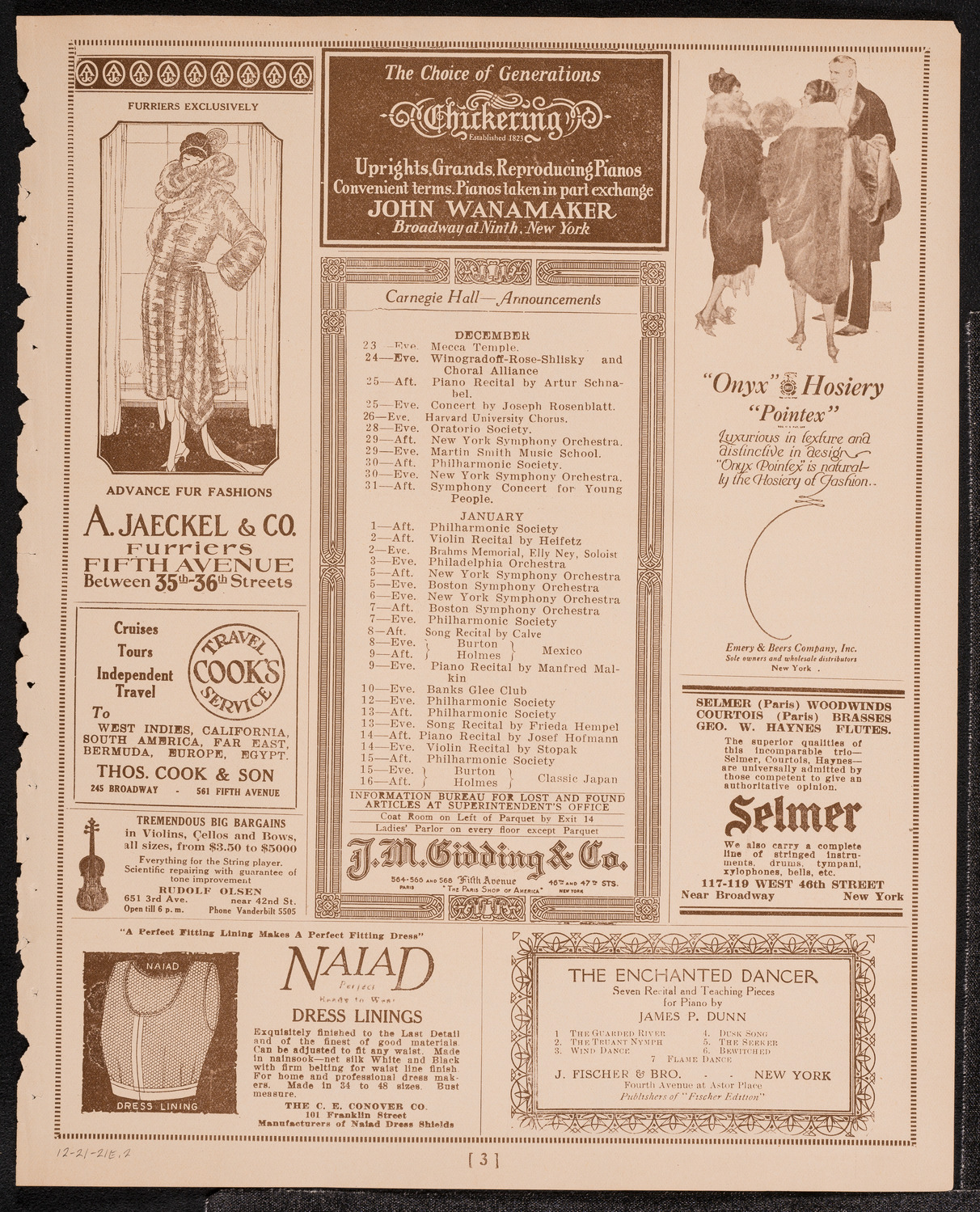 Moszkowski Testimonial Concert, December 21, 1921, program page 3