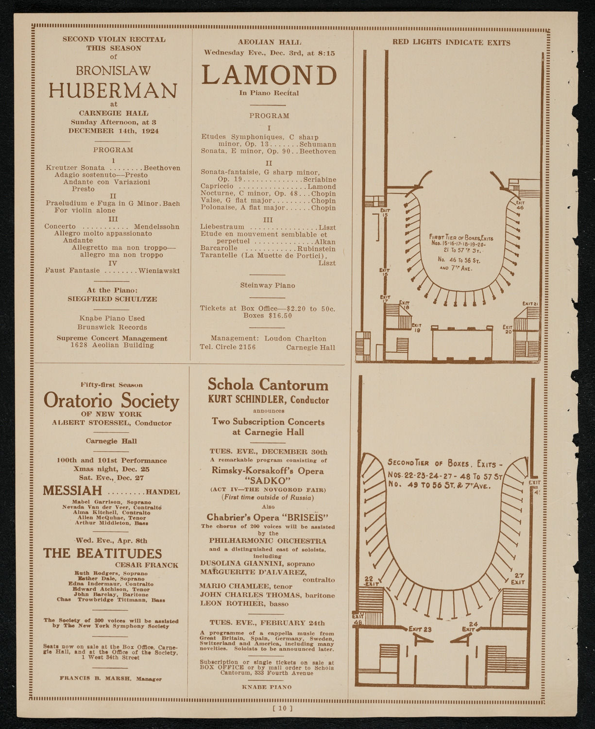 Boston Symphony Orchestra, November 29, 1924, program page 10