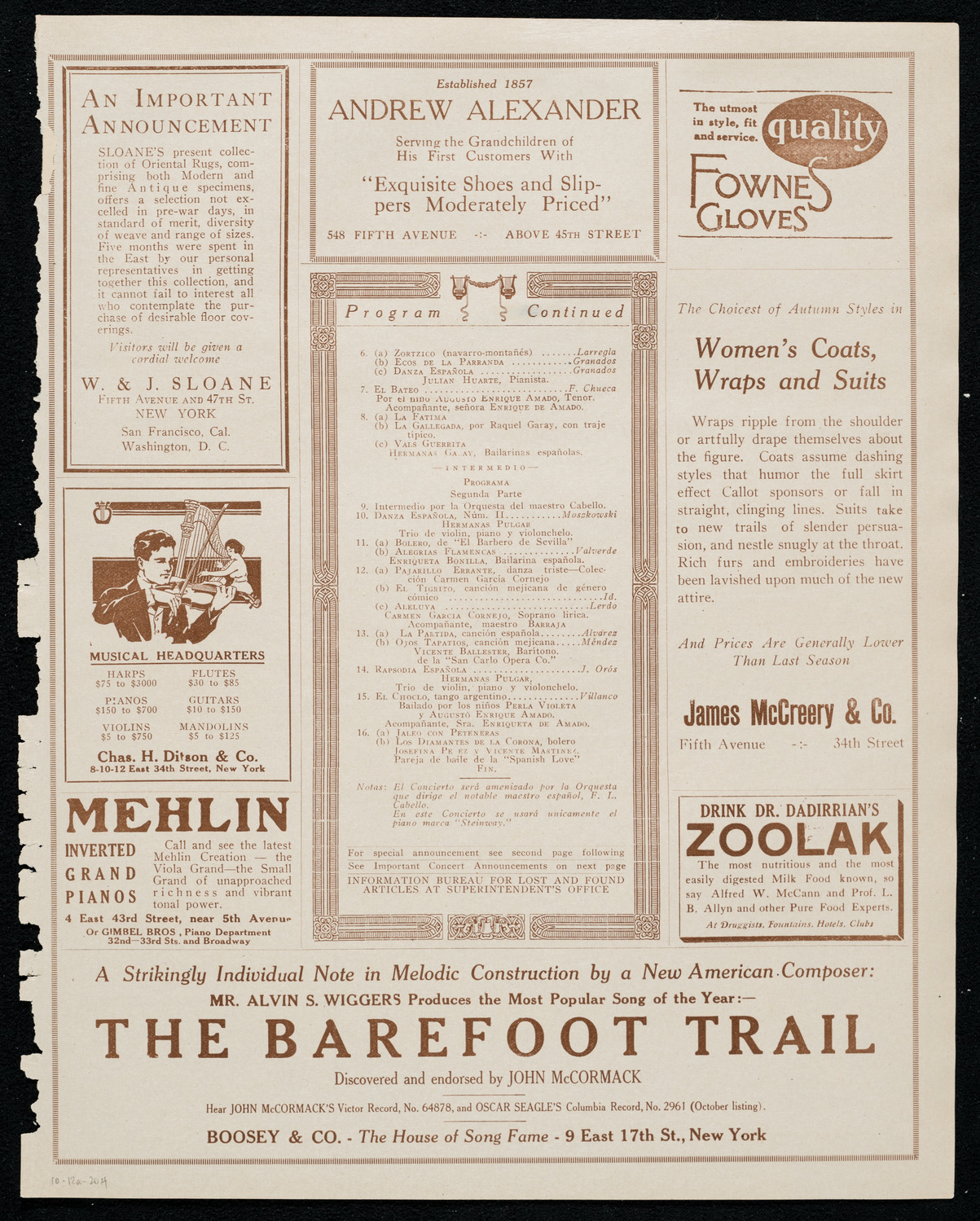 Unión Benéfica Española (The Spanish Society), October 12, 1920, program page 7