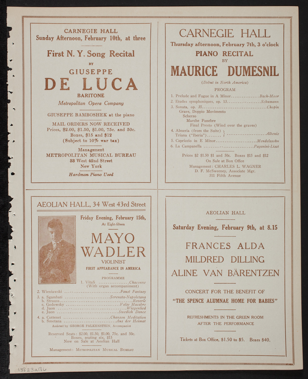 New York Philharmonic, February 3, 1918, program page 11