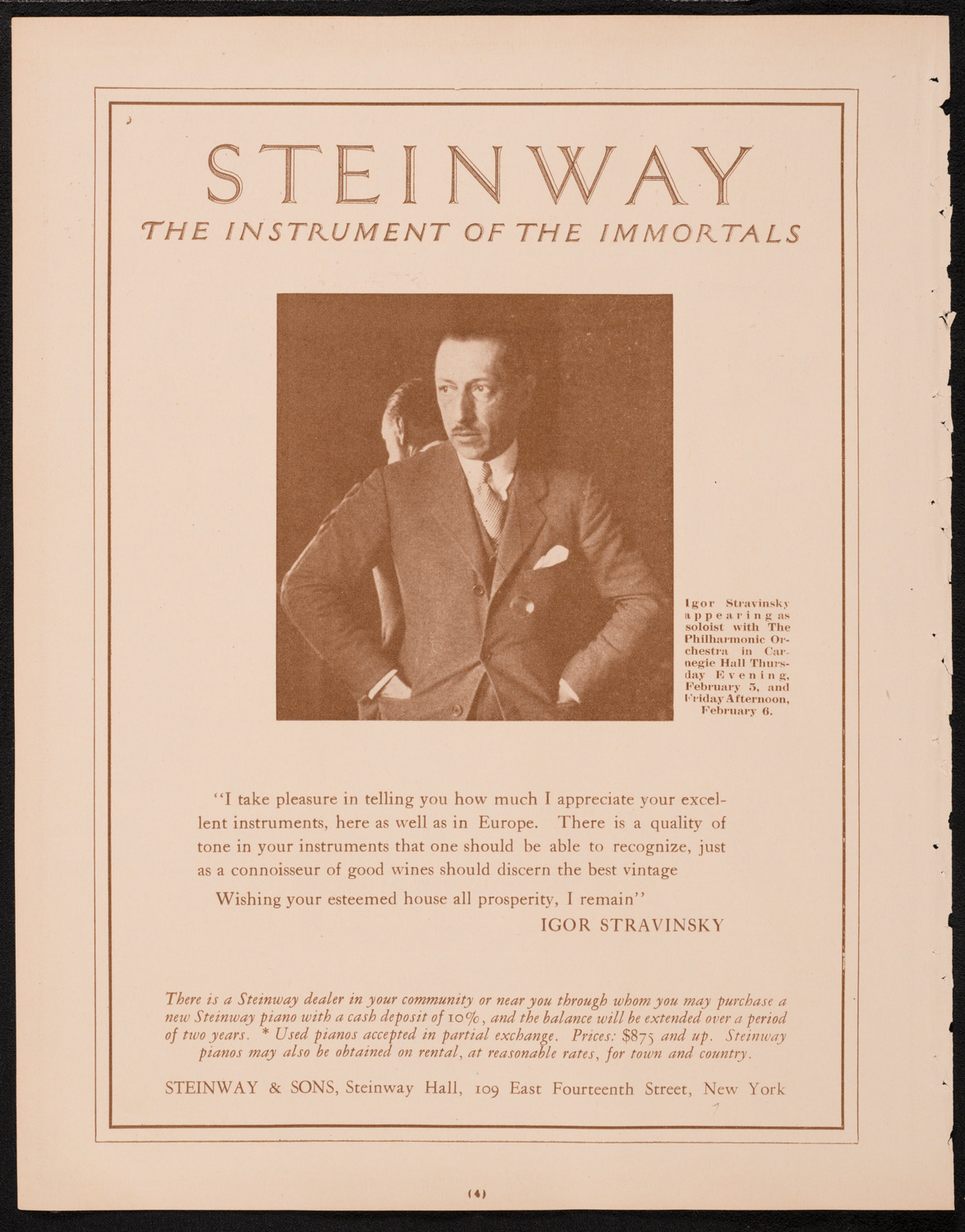 New York Philharmonic, February 6, 1925, program page 4