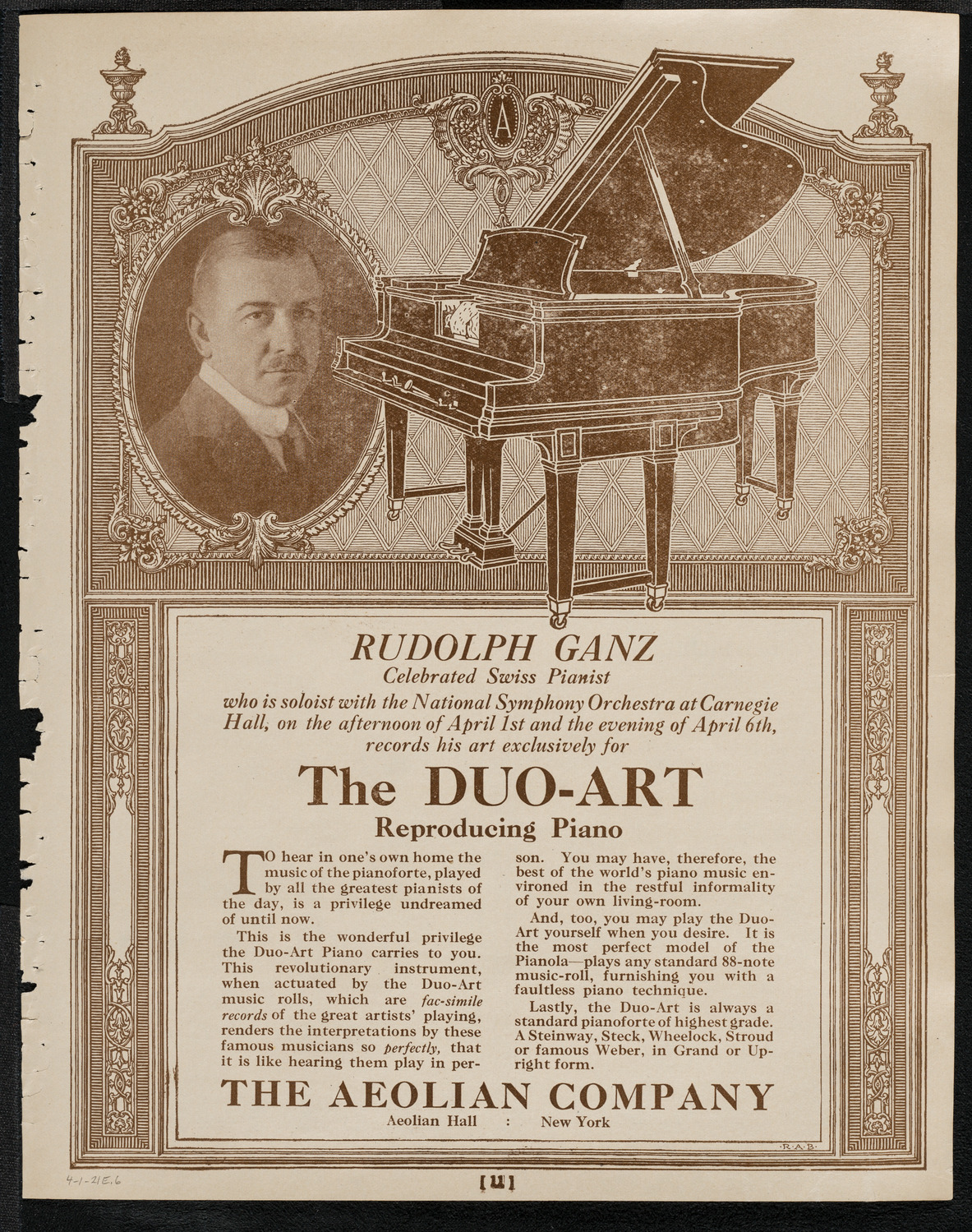 National Symphony Orchestra, April 1, 1921, program page 11