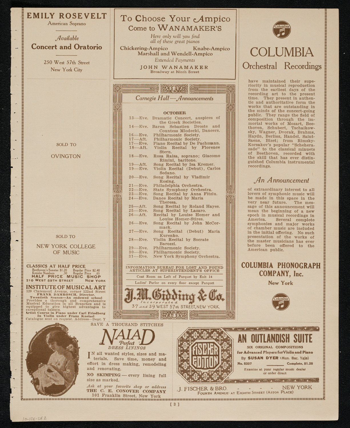 Columbus Day Celebration, October 12, 1924, program page 3