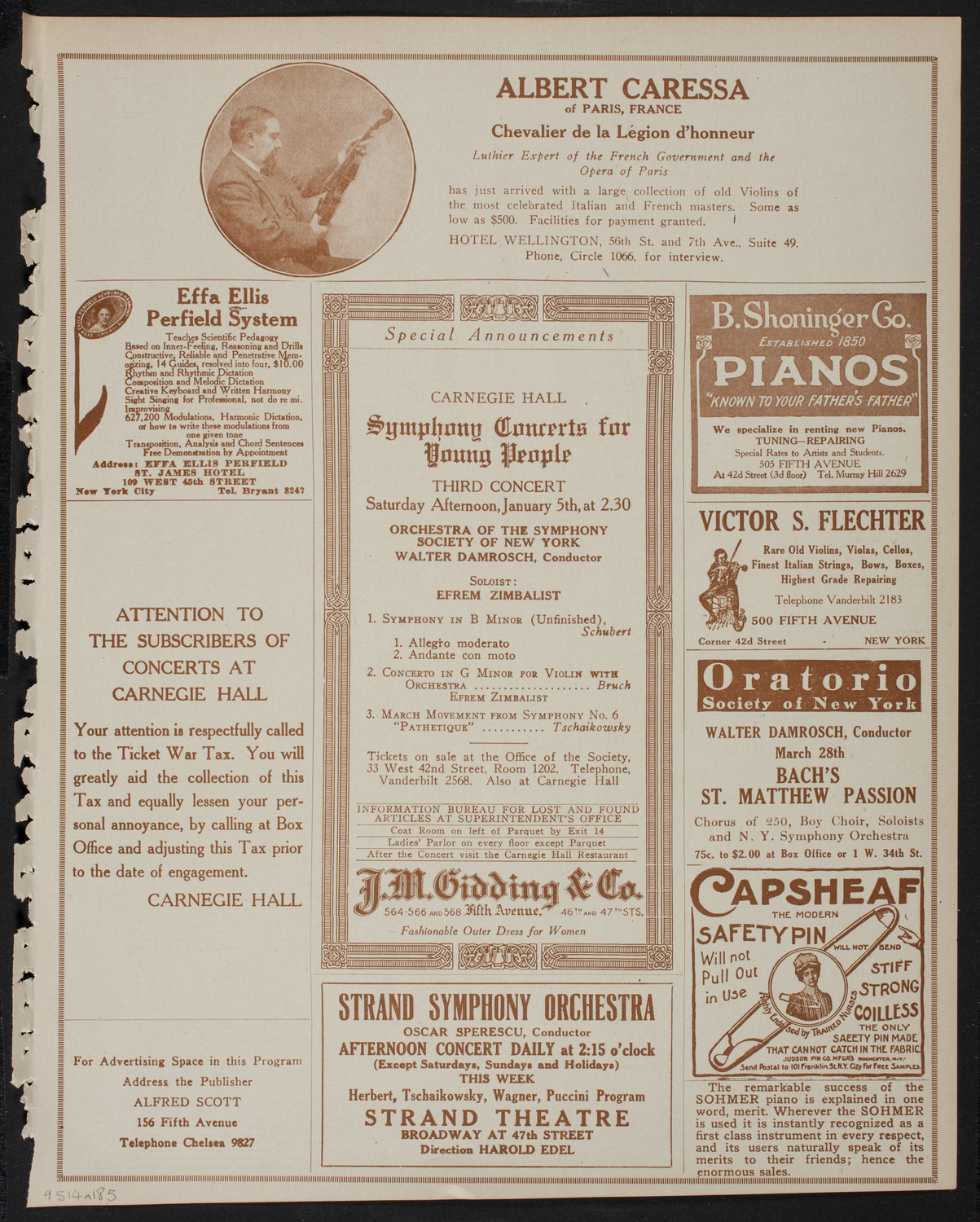 New York Philharmonic, January 4, 1918, program page 9
