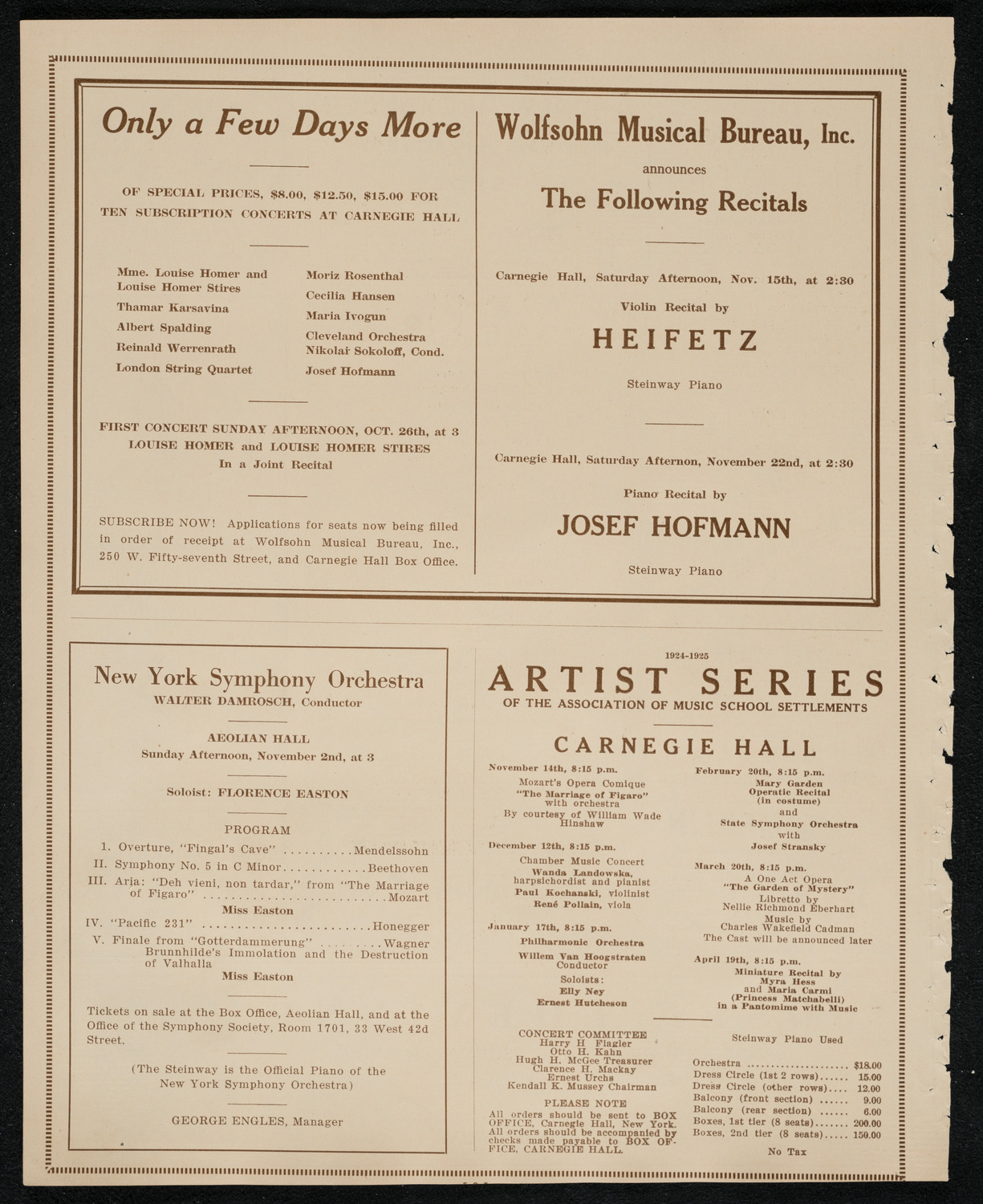 New York Philharmonic, October 31, 1924, program page 8