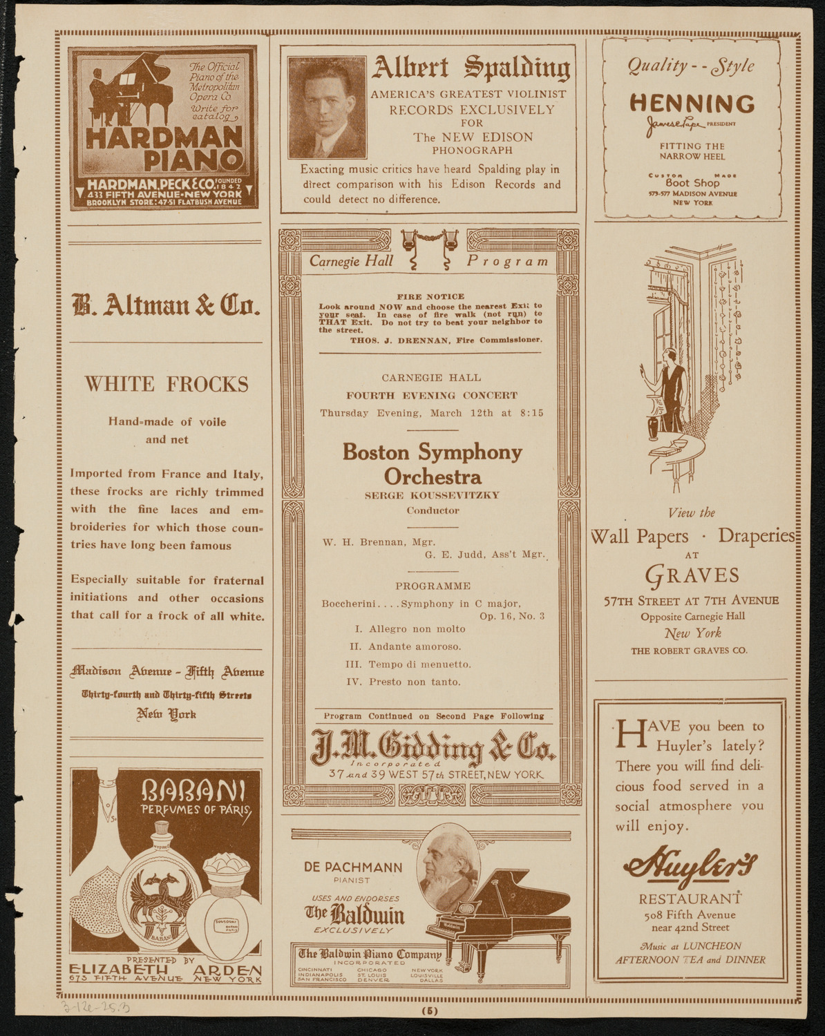 Boston Symphony Orchestra, March 12, 1925, program page 5