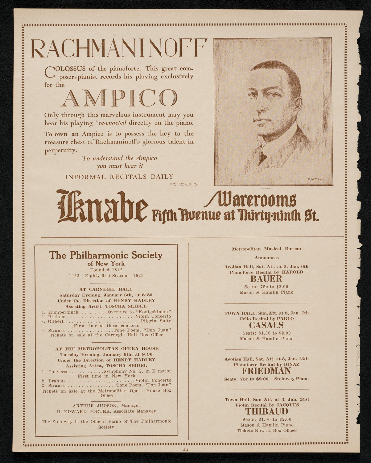 City Symphony Orchestra, January 1, 1923, program page 12