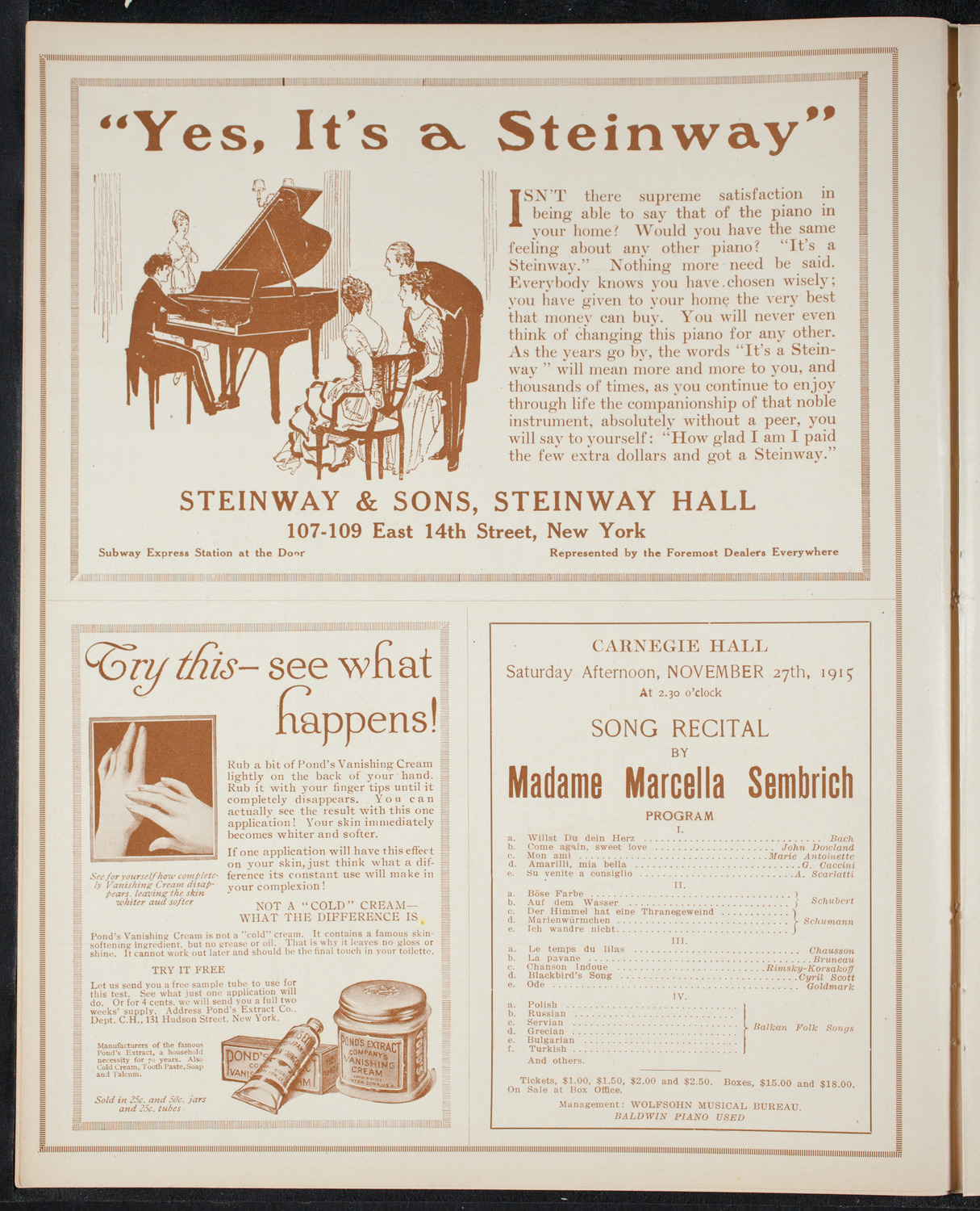 New York Philharmonic, October 29, 1915, program page 4
