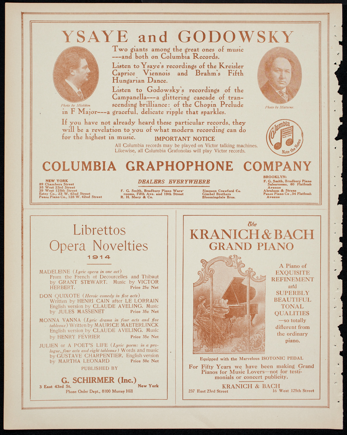 Julia Culp, Contralto, February 24, 1914, program page 6