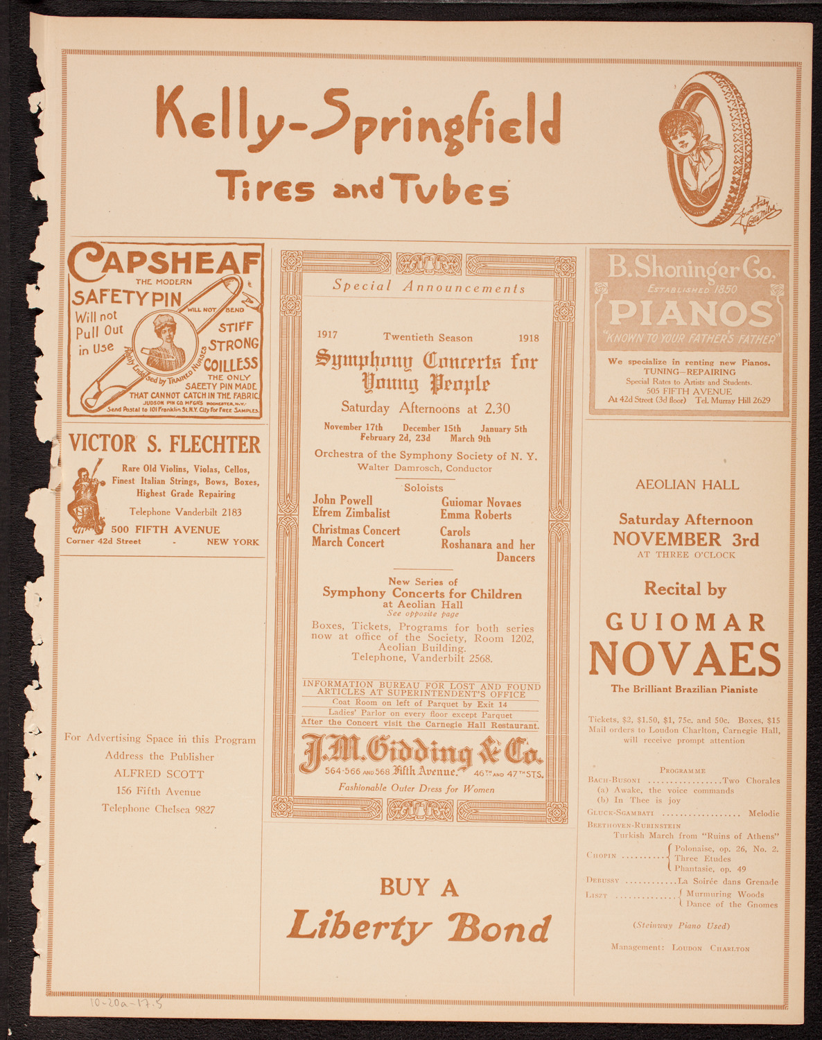 Leopold Godowsky, Piano, October 20, 1917, program page 9