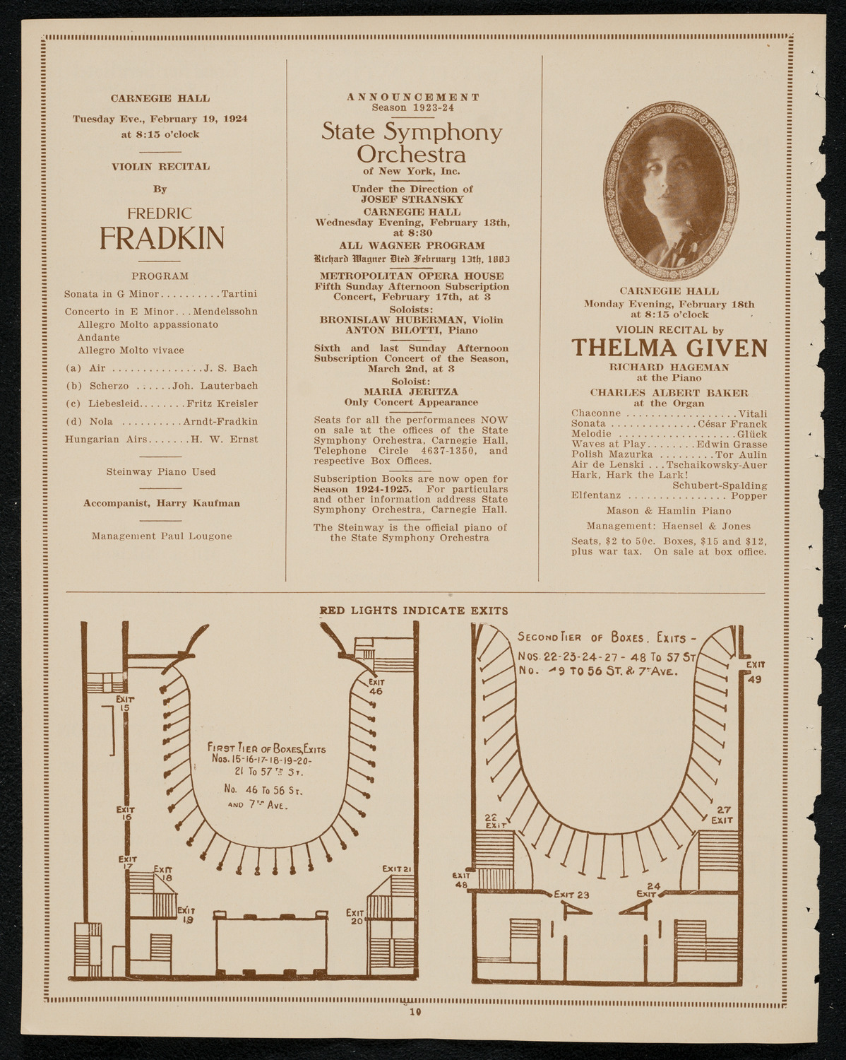 New York Philharmonic, February 7, 1924, program page 10