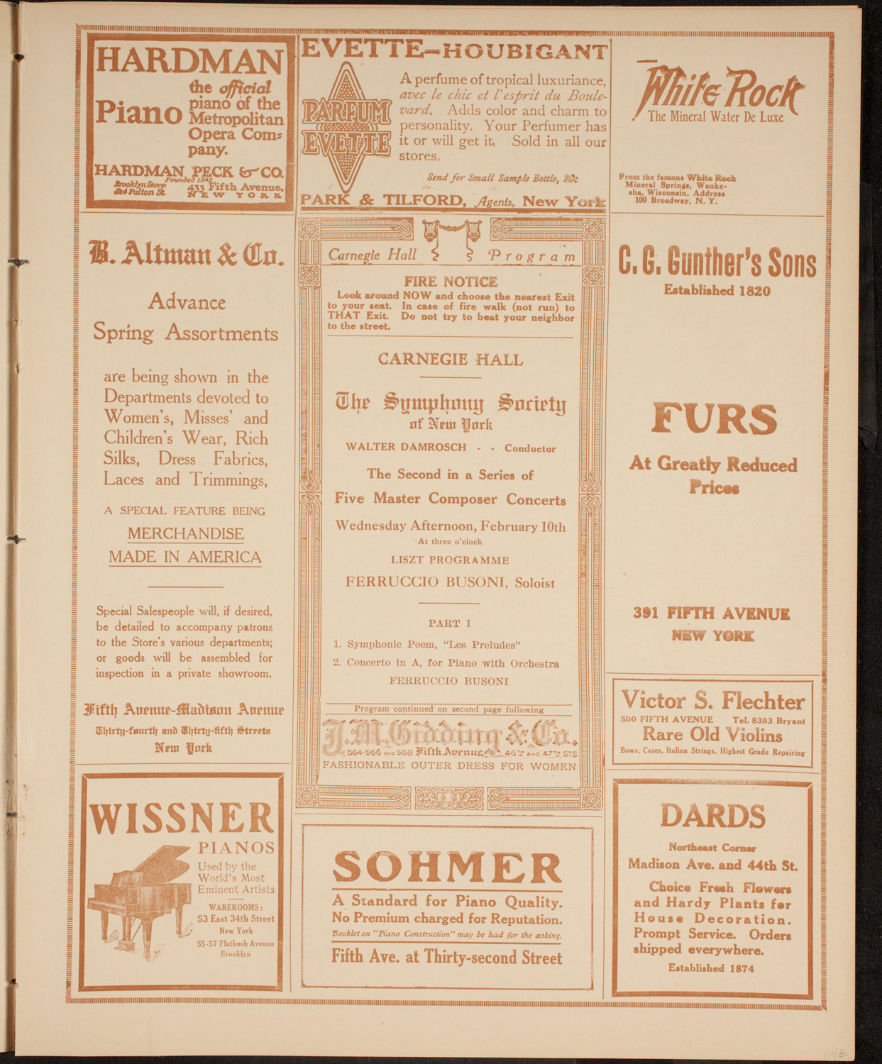 New York Symphony Orchestra, February 10, 1915, program page 5