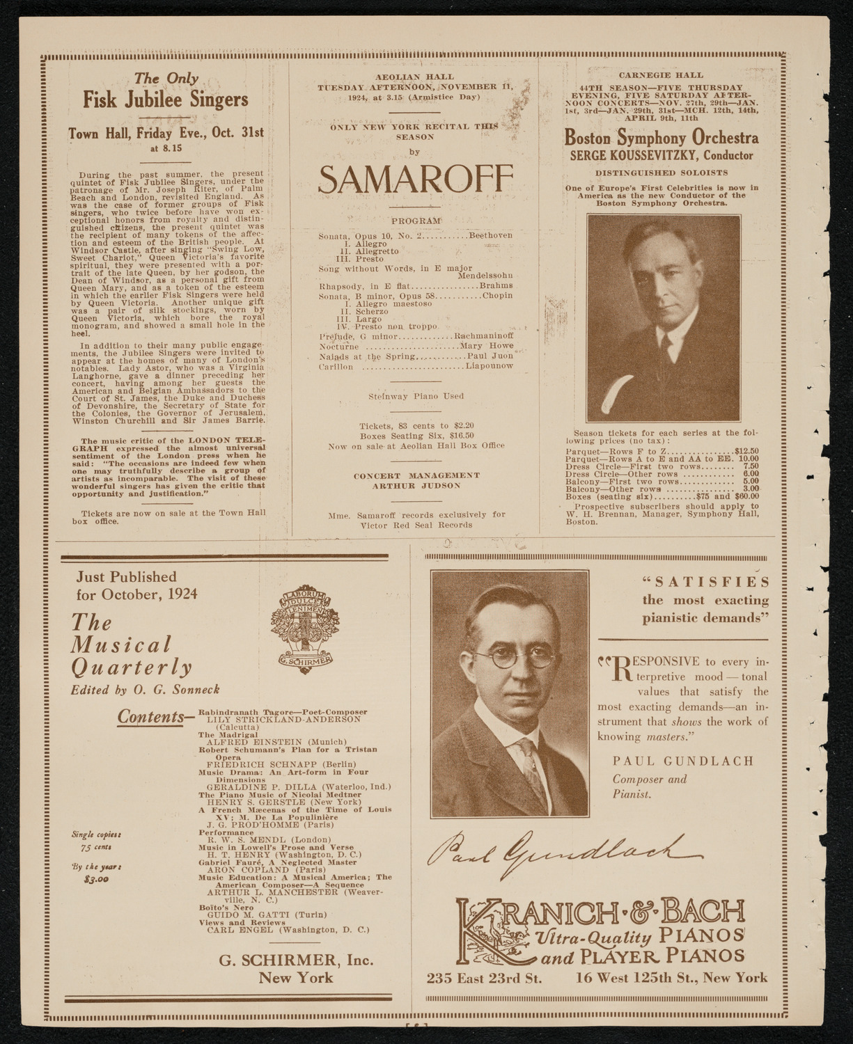 New York Symphony Orchestra, October 31, 1924, program page 6