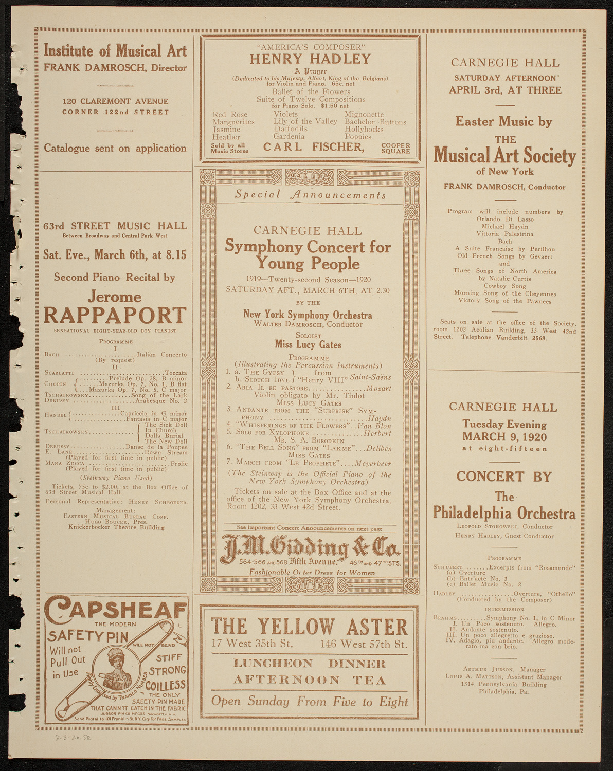 Evening Mail Save-A-Home Fund Concert:, March 3, 1920, program page 9
