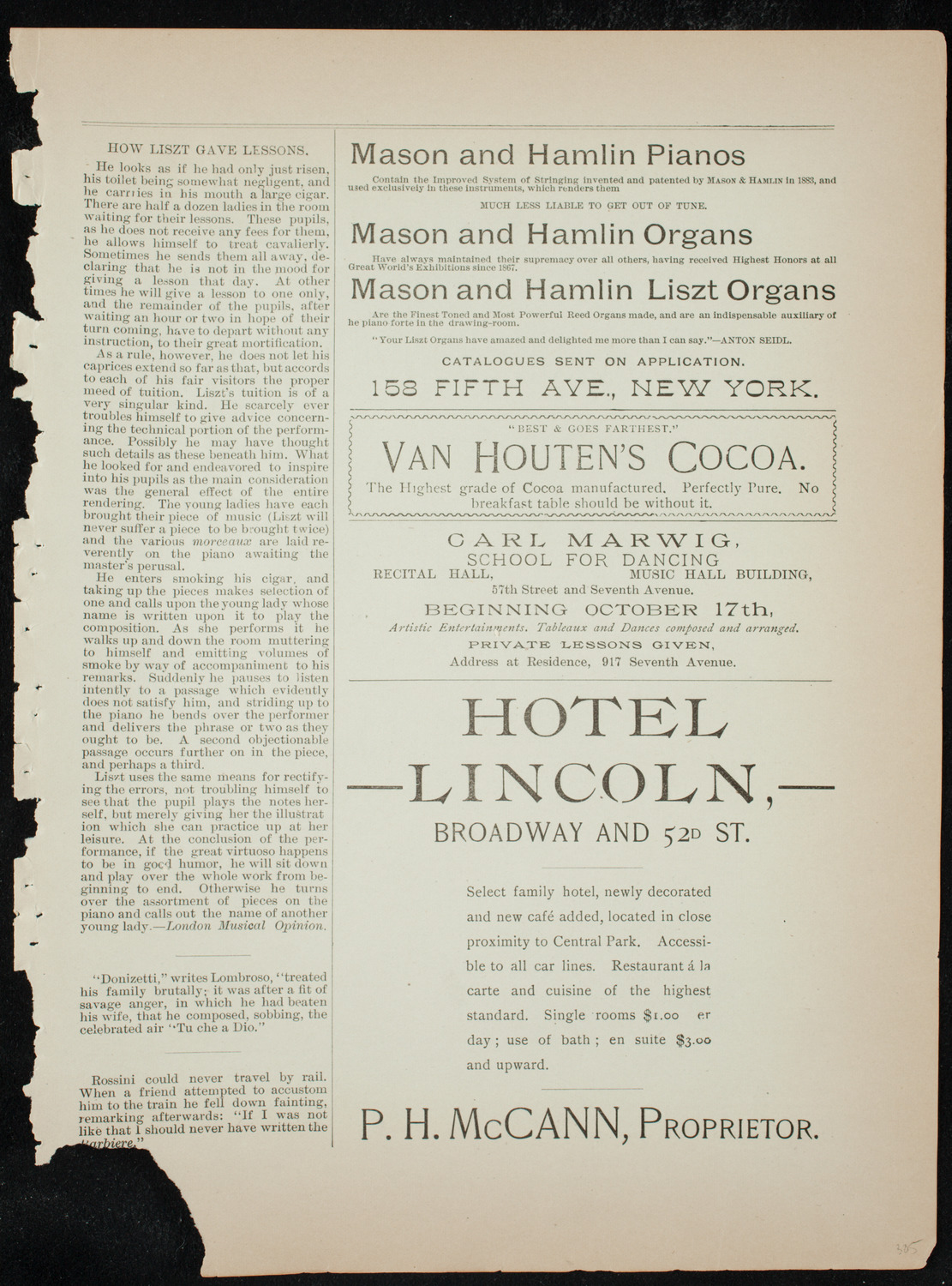 Damrosch Sunday Concert, December 6, 1891, program page 5
