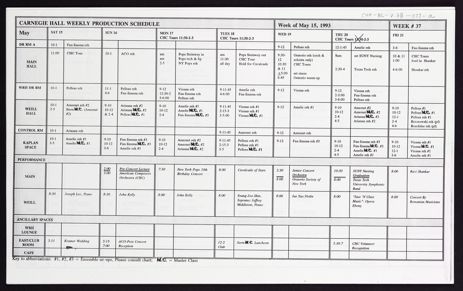 Carnegie Hall Booking Ledger, volume 38, page 77a