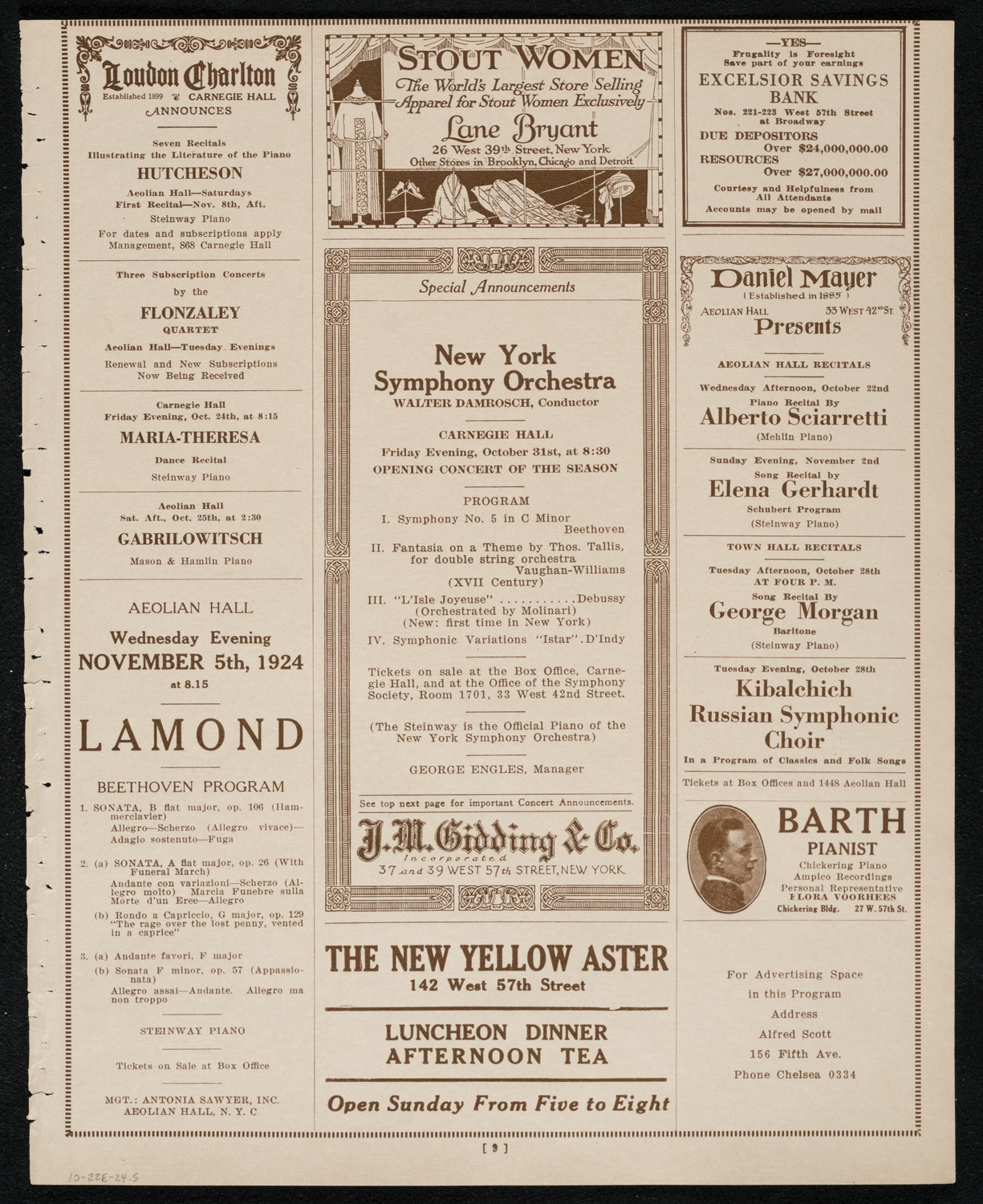 State Symphony Orchestra of New York, October 22, 1924, program page 9