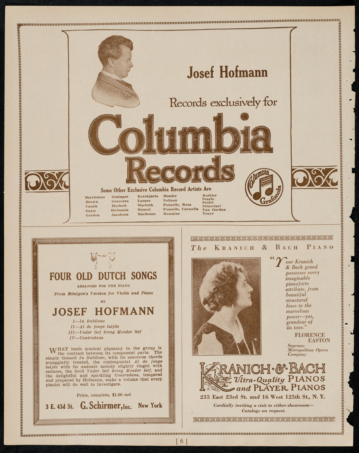 Josef Hofmann, Piano, February 11, 1922, program page 6