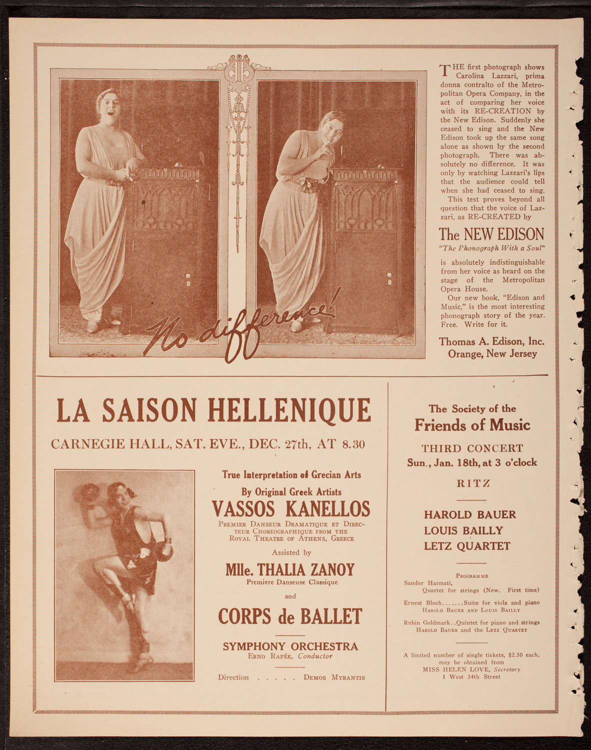 New Symphony Orchestra, December 9, 1919, program page 2